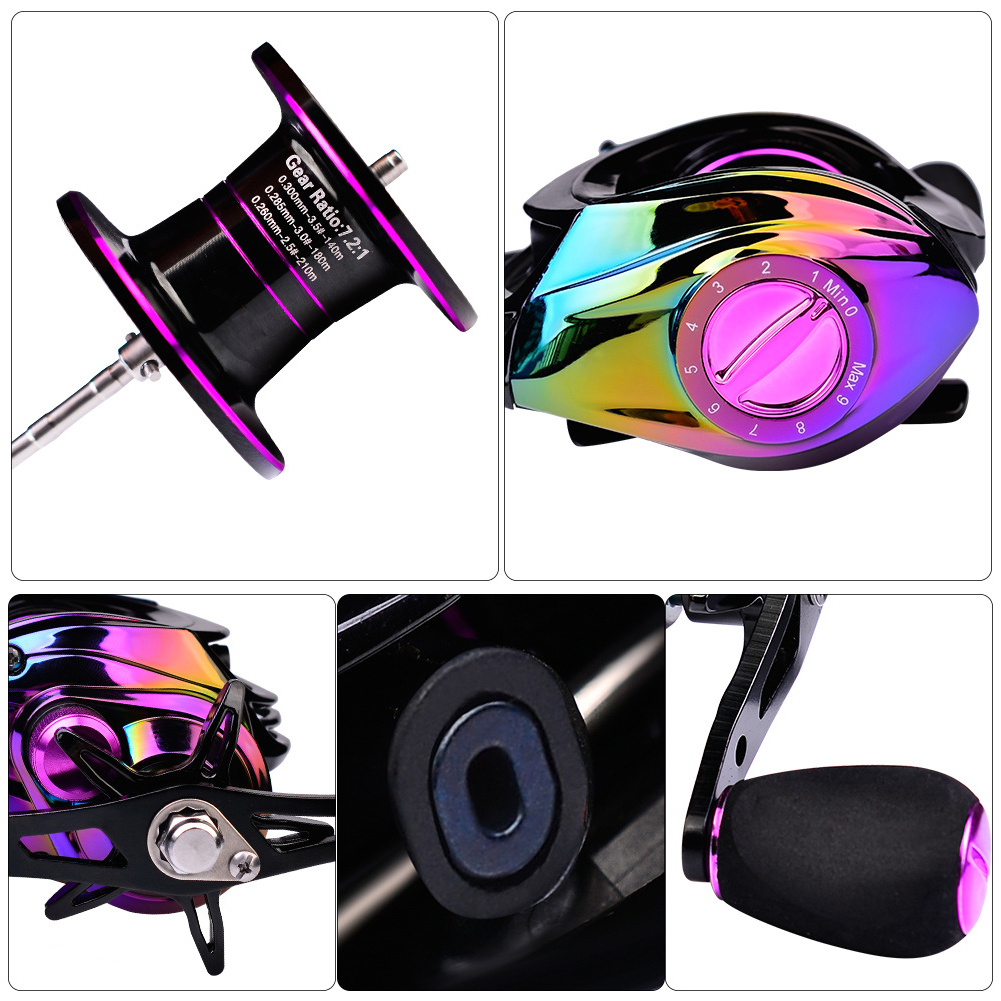 FREE FISHER Baitcasting Reel 7.2:1 High Speed/9+1BB/Max 10kg/Metal Drop Wheel Sea Fishing Reel Electroplating Colorful Fishing Wheel