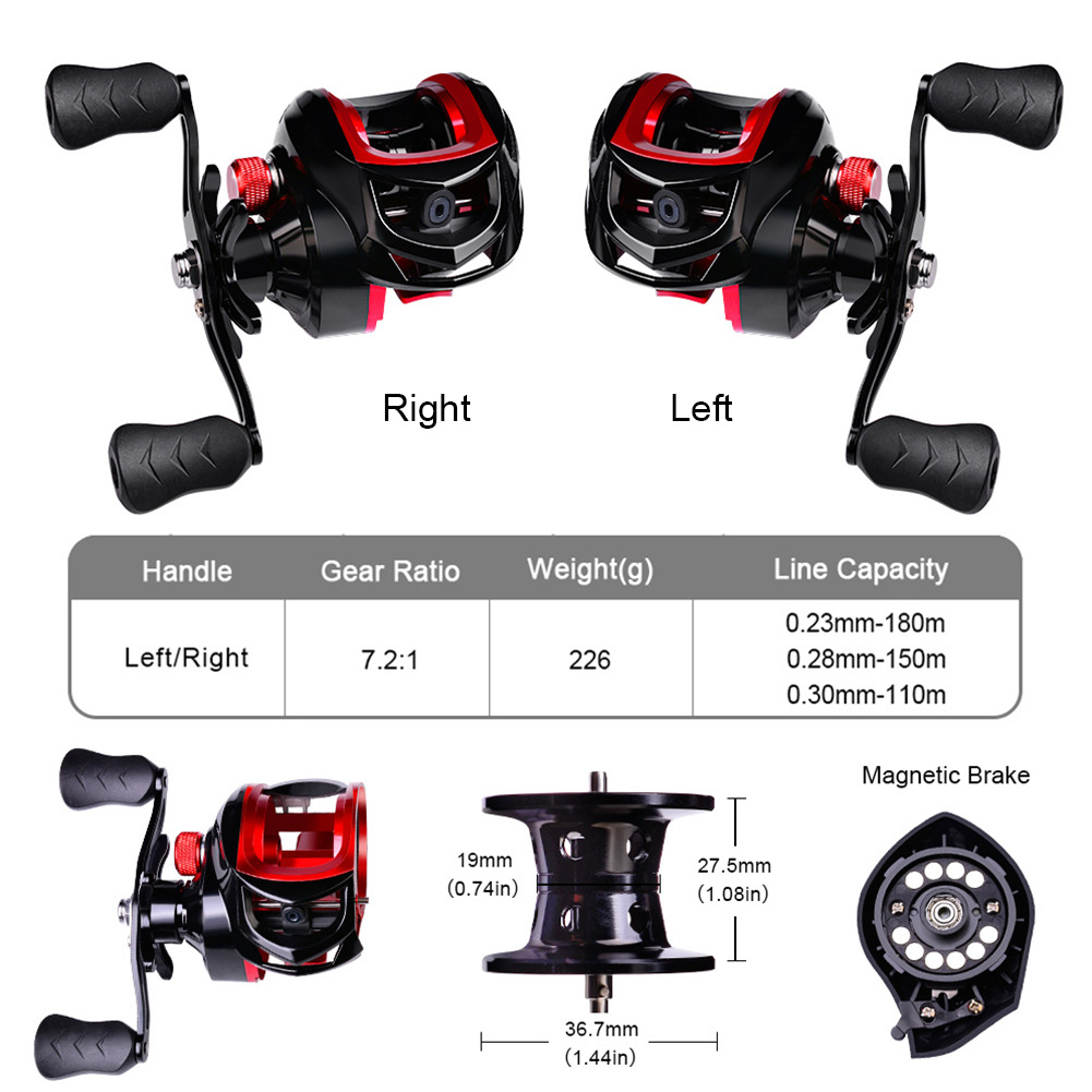 FREE FISHER Metal Drop Wheel Max Drag 10kg 3+1BB Baitcasting Reel 7.2:1 Gear Ratio CNC Wire Cup Plastic Handel Powerful Fishing Wheels Pesca