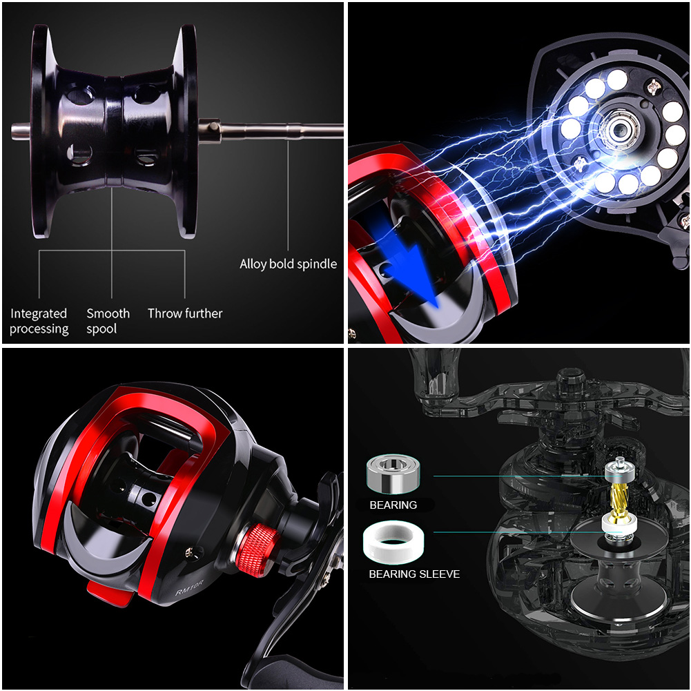 FREE FISHER Metal Drop Wheel Max Drag 10kg 3+1BB Baitcasting Reel 7.2:1 Gear Ratio CNC Wire Cup Plastic Handel Powerful Fishing Wheels Pesca