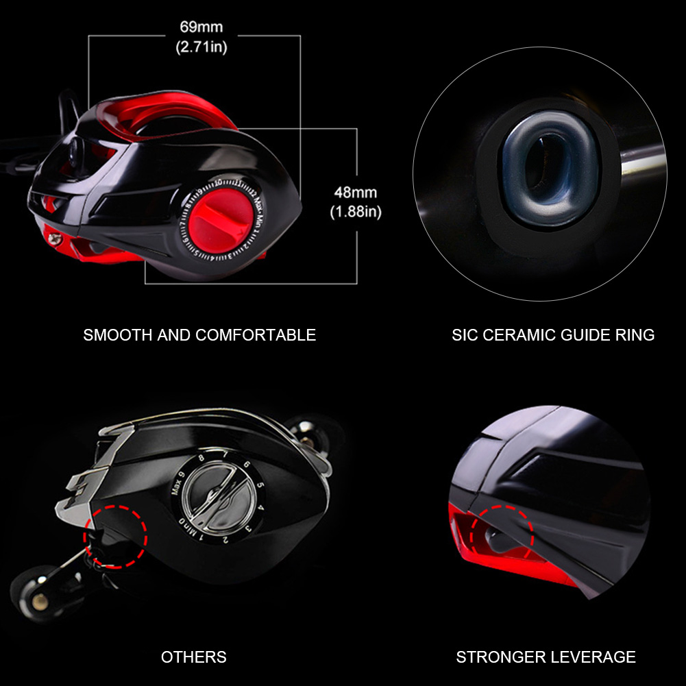 FREE FISHER Metal Drop Wheel Max Drag 10kg 3+1BB Baitcasting Reel 7.2:1 Gear Ratio CNC Wire Cup Plastic Handel Powerful Fishing Wheels Pesca