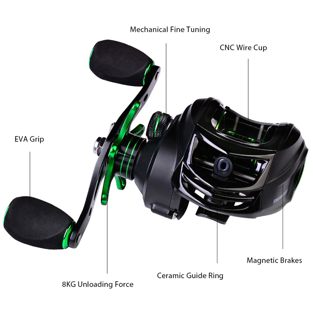 FREE FISHER Fishing Baitcasting Reels 9+1BB 7.2:1 Metal Wheel Magnetic Brake System 8KG Max Drag Fishing Reel for Saltwater/Freshwater