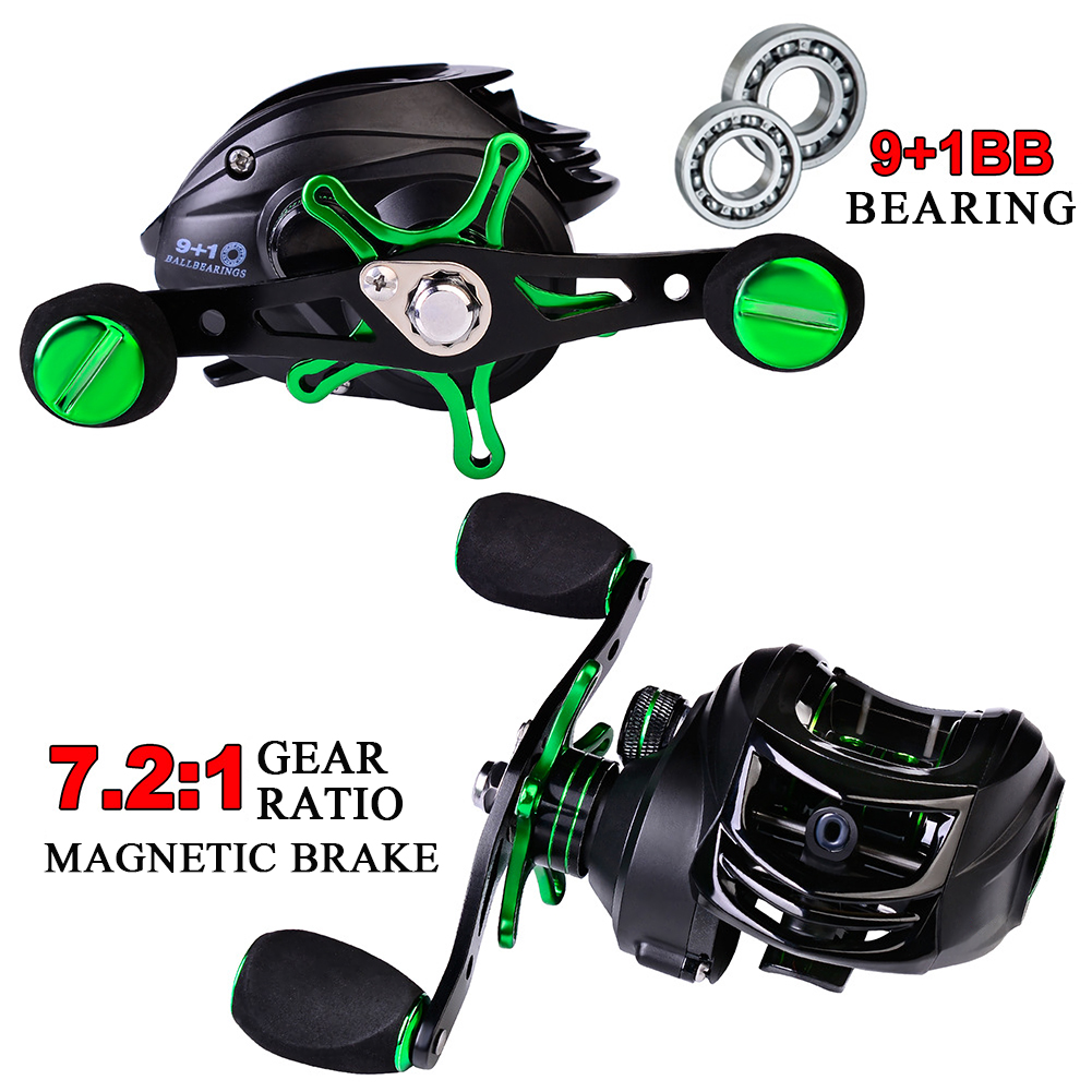 FREE FISHER Fishing Baitcasting Reels 9+1BB 7.2:1 Metal Wheel Magnetic Brake System 8KG Max Drag Fishing Reel for Saltwater/Freshwater