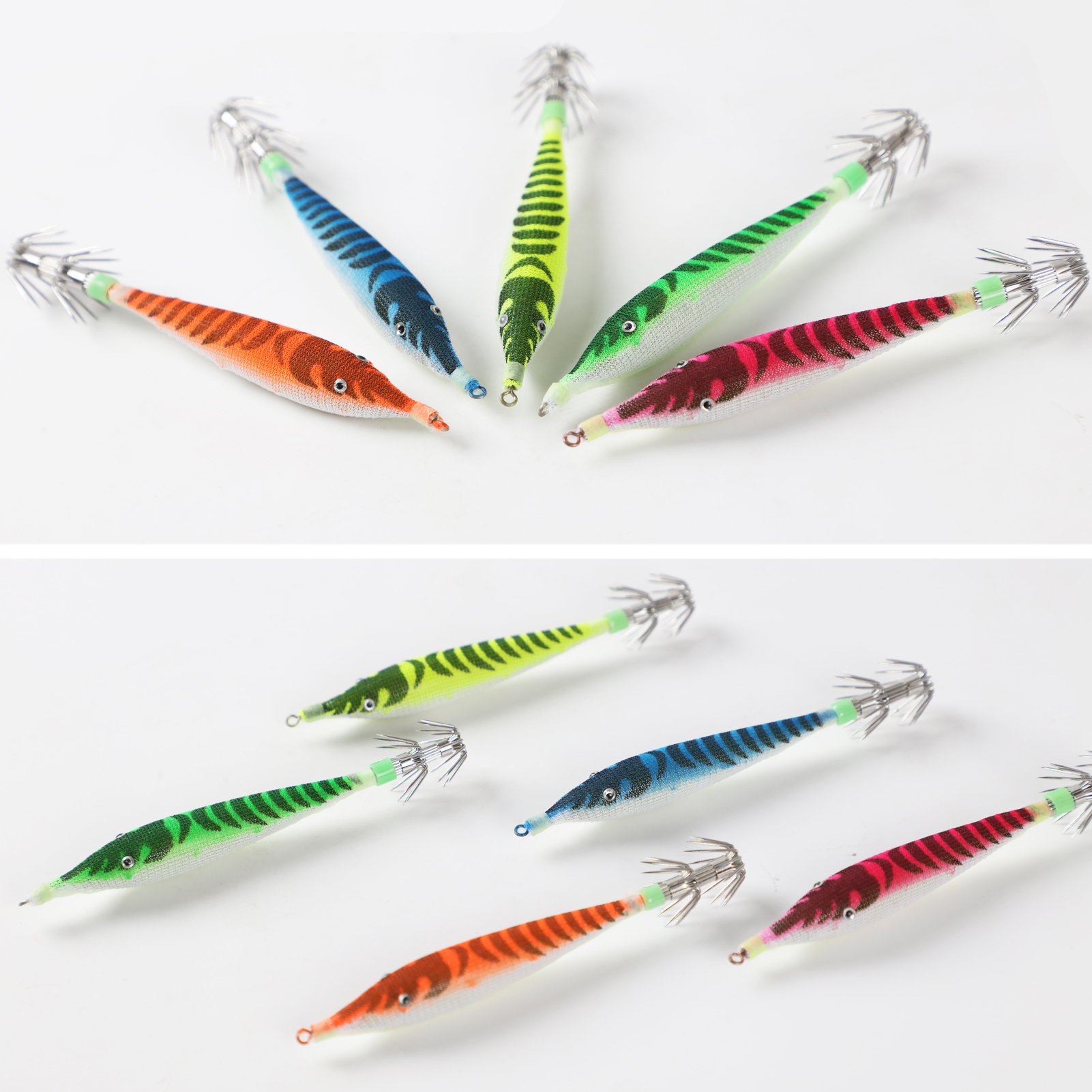 FREE FISHER Luminous Shrimp Baits 10.5cm 7g Sea Fishing Squids Jigs Night Dawn Fishing Lures for Octopus Cuttlefish Pesca