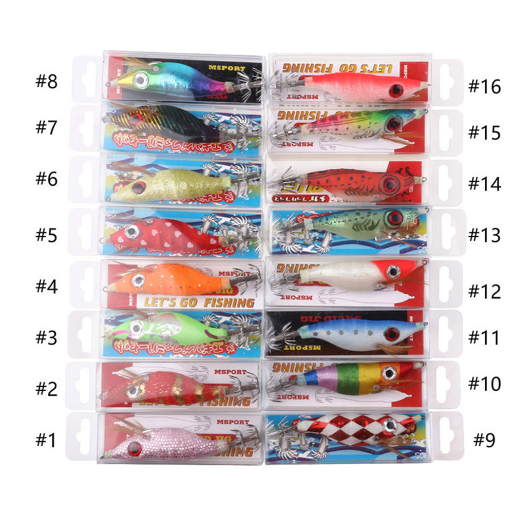 FREE FISHER 10pcs/Lot Fishing Hard Lures 10cm 9.2g Wood Shrimp Luminous Shrimp Squid Needle Octopus Hooks Squid Shrimp Lure Baits