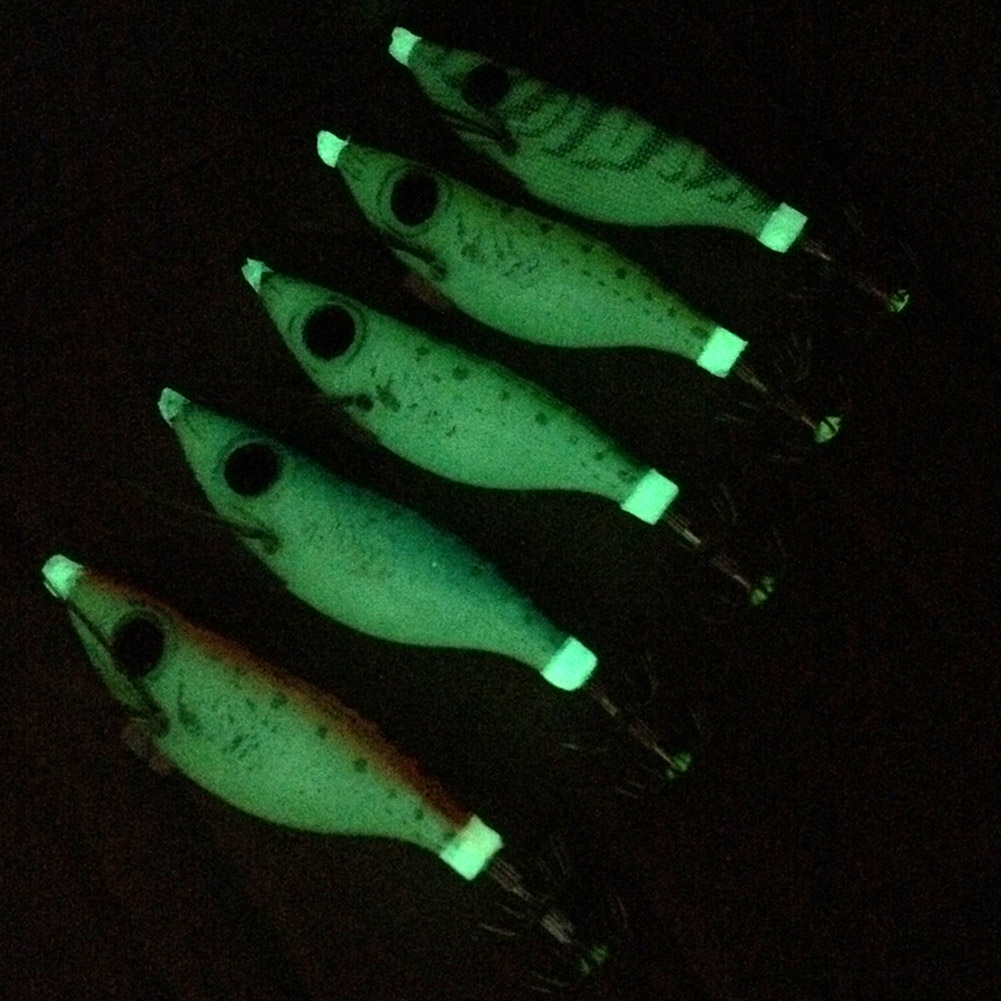 FREE FISHER 10pcs/Lot Fishing Hard Lures 10cm 9.2g Wood Shrimp Luminous Shrimp Squid Needle Octopus Hooks Squid Shrimp Lure Baits