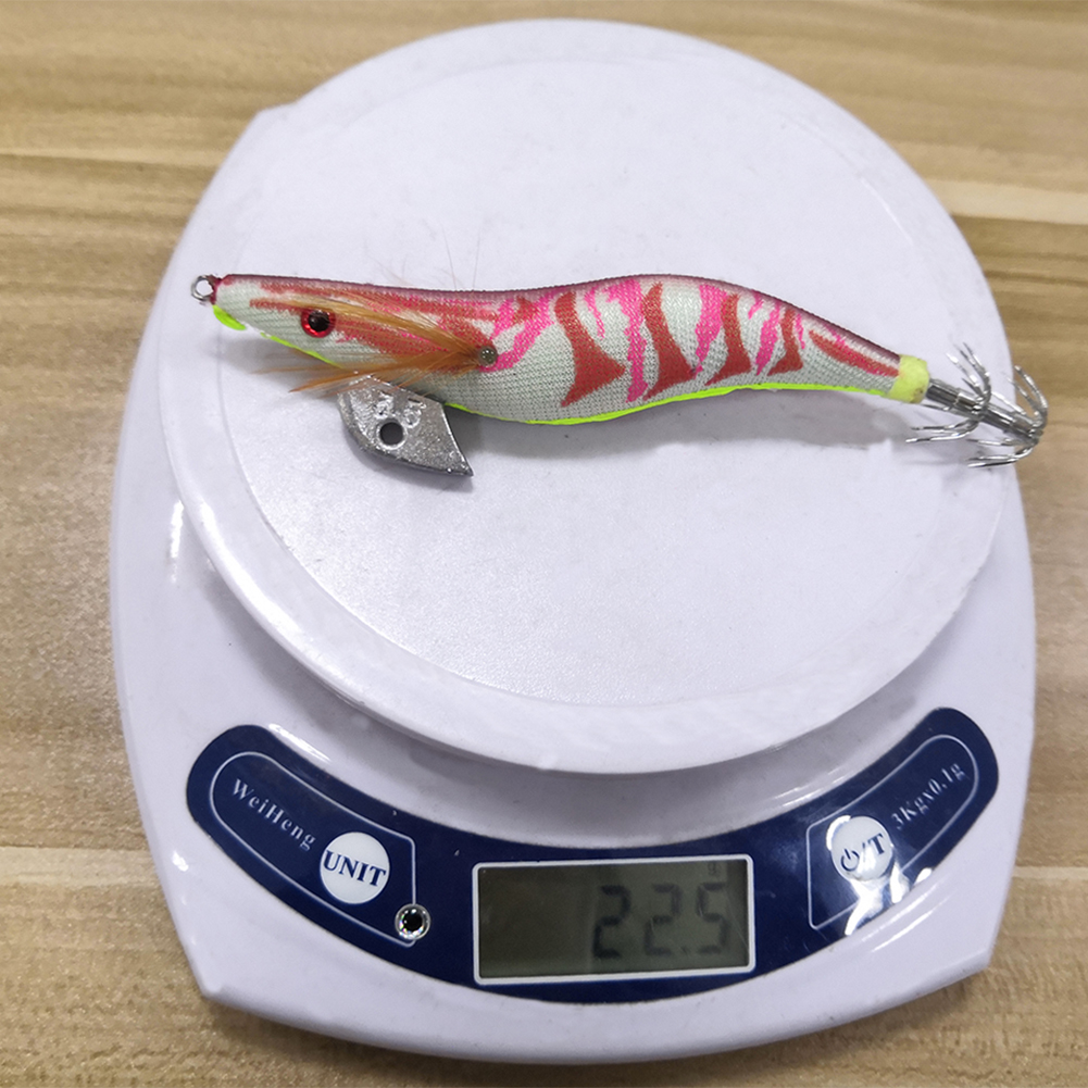 FREE FISHER 10Pcs Luminous Saltwater Squid Jig 30g Cuttlefish Fishing Lure Bait with Umbrella Hook Wood Shrimp Fishing Squid Jig Hooks 3.5#