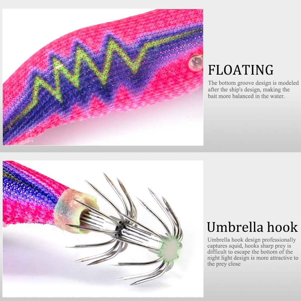 FREE FISHER Fishing Squid 3.5# Lead Umbrella Squid Hook Lumious Shrimp Bait 12.5cm 22.5g Octopus Cuttlefish Jigs Wobbler for Sea Fishing