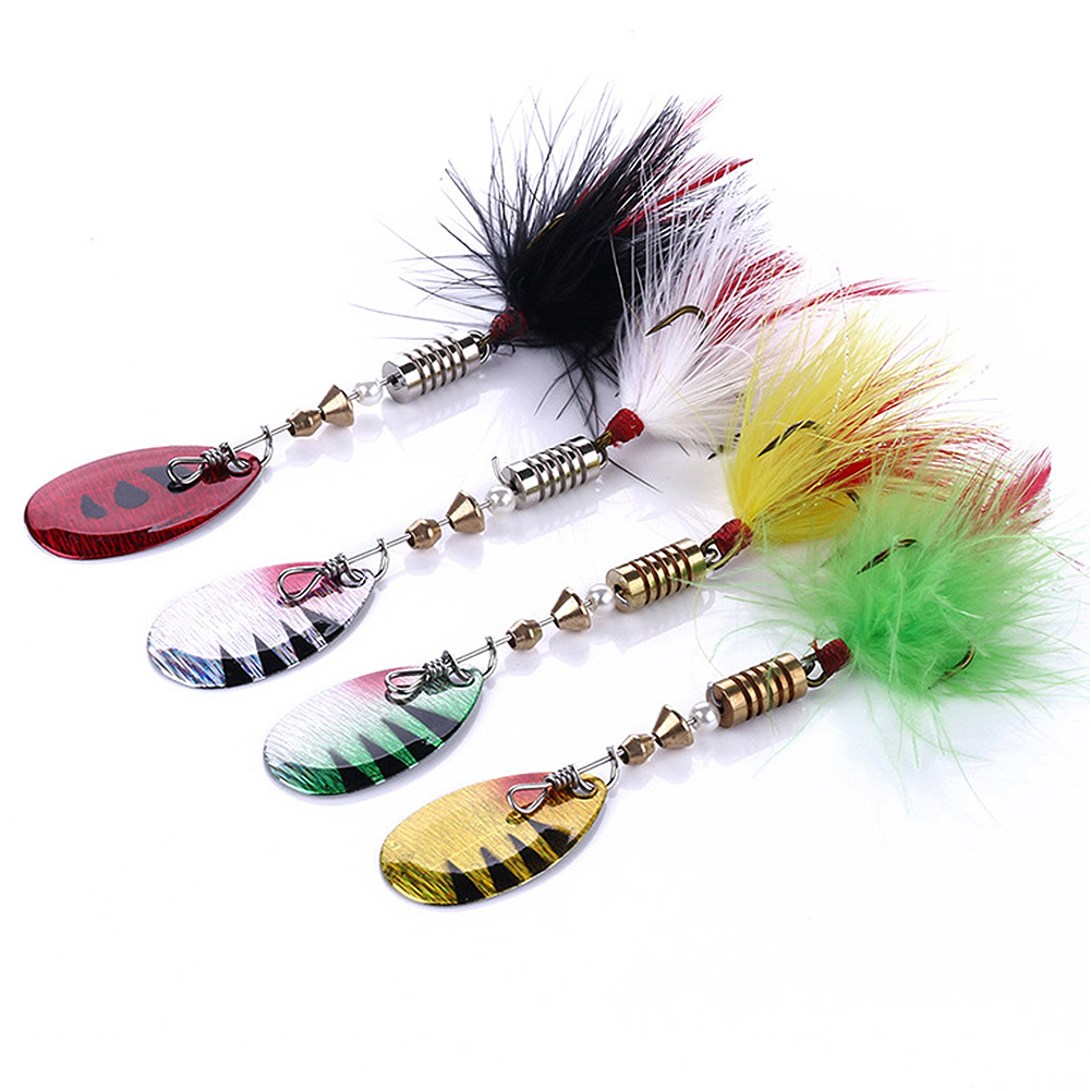 FREE FISHER 8pcs Fishing Spinnerbaits Set Metal Rotating Sequins 4g/6g Spoon Spinner Artificial Wobbler Jigging Lure for Bass/Trout/Catfish Pesca