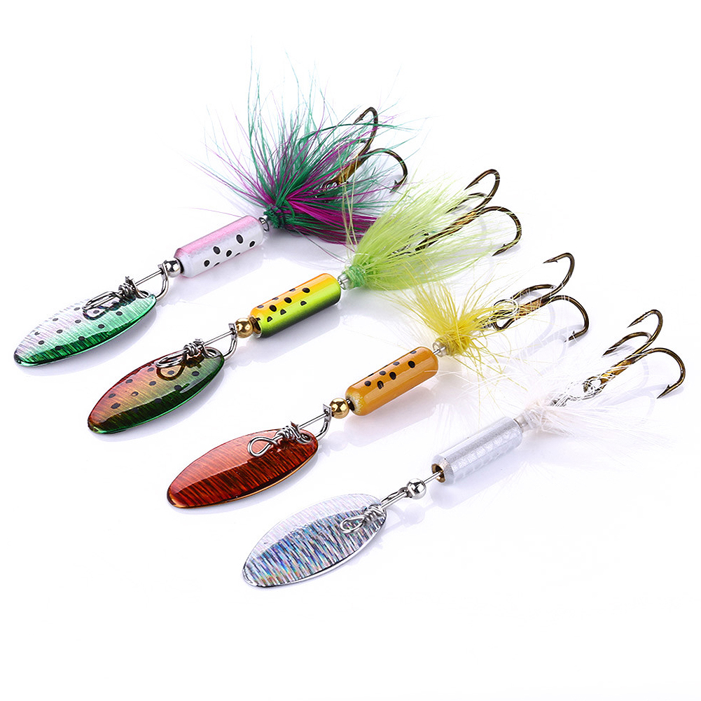FREE FISHER 8pcs Fishing Spinnerbaits Set Metal Rotating Sequins 4g/6g Spoon Spinner Artificial Wobbler Jigging Lure for Bass/Trout/Catfish Pesca