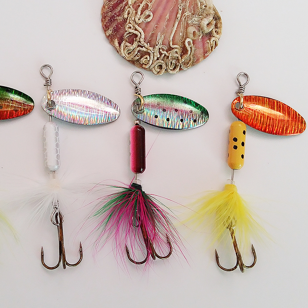 FREE FISHER 8pcs Fishing Spinnerbaits Set Metal Rotating Sequins 4g/6g Spoon Spinner Artificial Wobbler Jigging Lure for Bass/Trout/Catfish Pesca