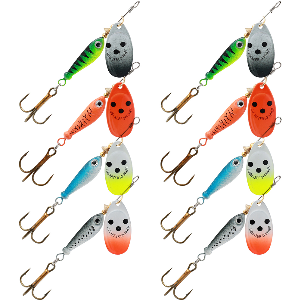 FREE FISHER 8pcs Rotating Metal Spinner Fishing Lures 11g 15g Sequins Iscas Artificial Hard Spinnerbaits VIB Vibration Bait for Bass/Trout/Perch
