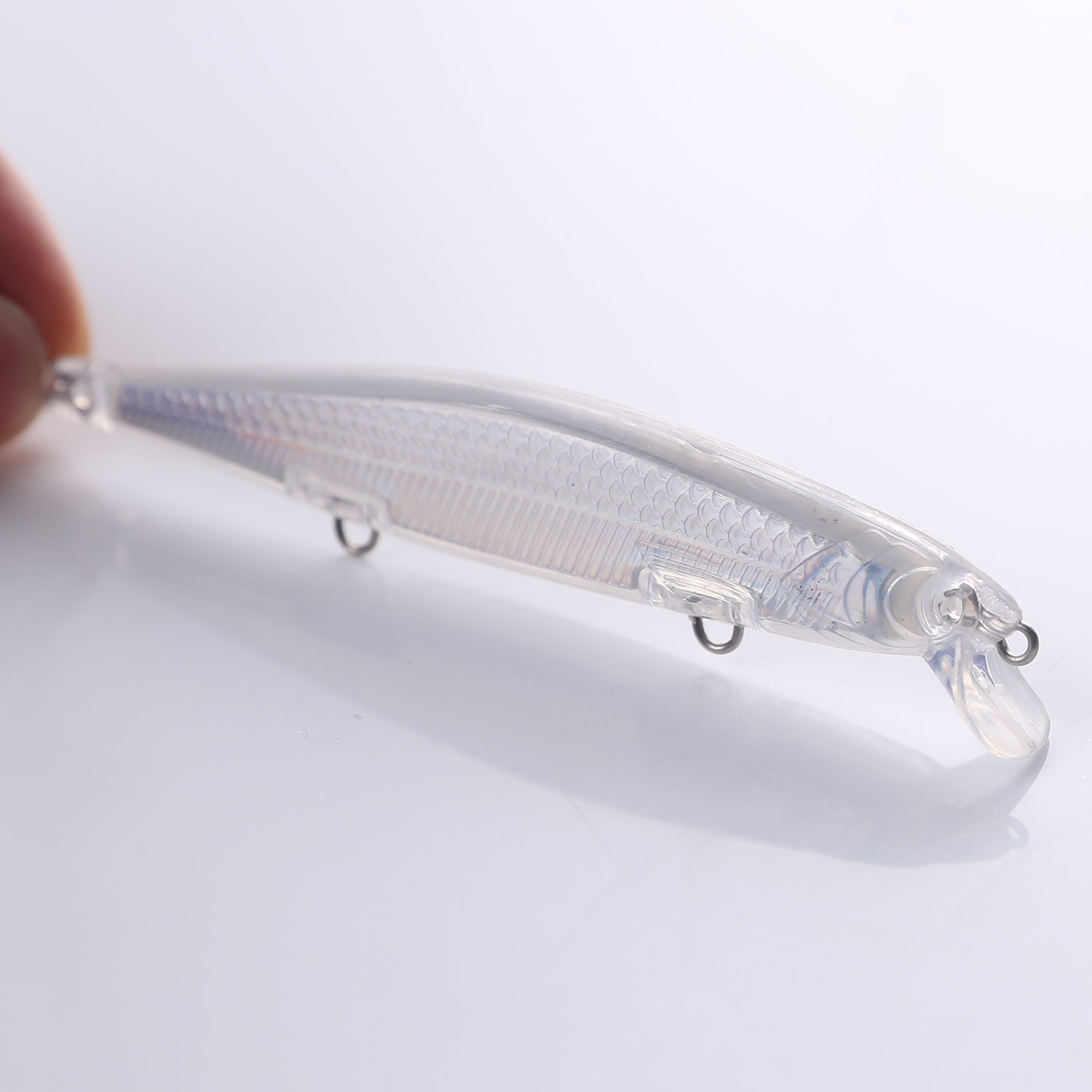 Fishing Unpainted Lures Set 11.4cm 11.4g Long Laser Long Fish Minnows Clear Plastic Bait Embryo DIY Blank Fishbaits for Pike