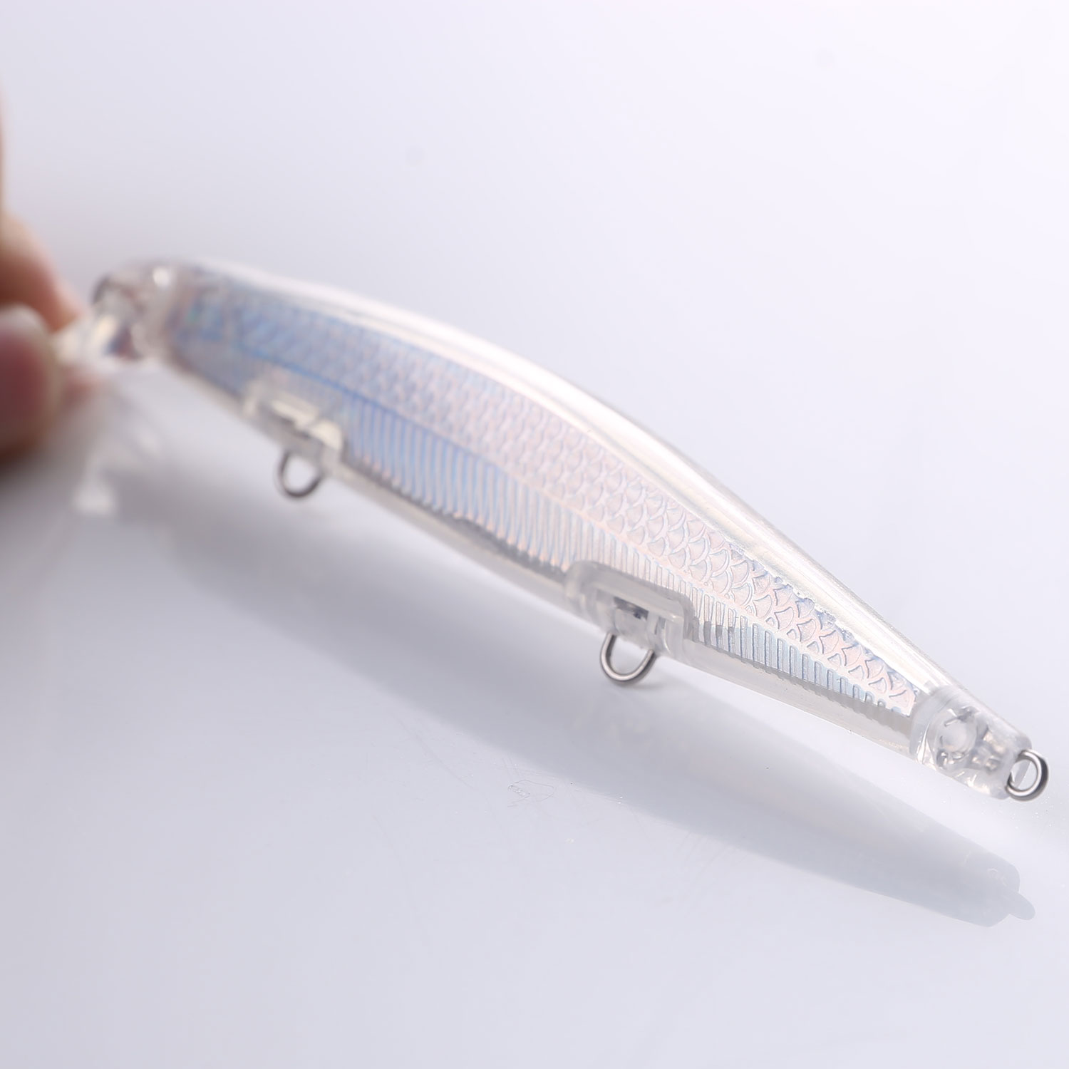 Fishing Unpainted Lures Set 11.4cm 11.4g Long Laser Long Fish Minnows Clear Plastic Bait Embryo DIY Blank Fishbaits for Pike