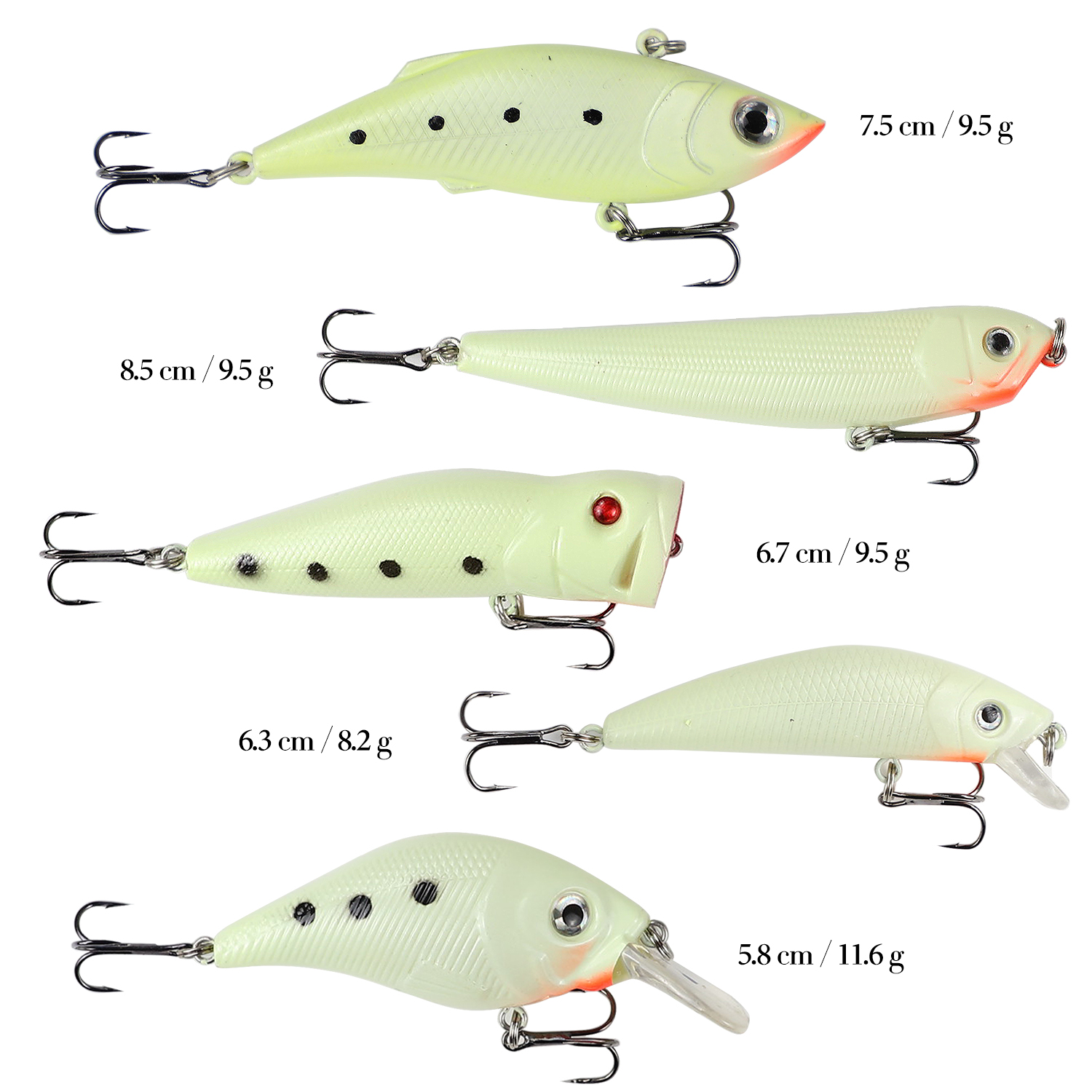 FREE FISHER 10PCS Glow Unpainted Fishing Lures Bait 10pcs/Lot Luminous