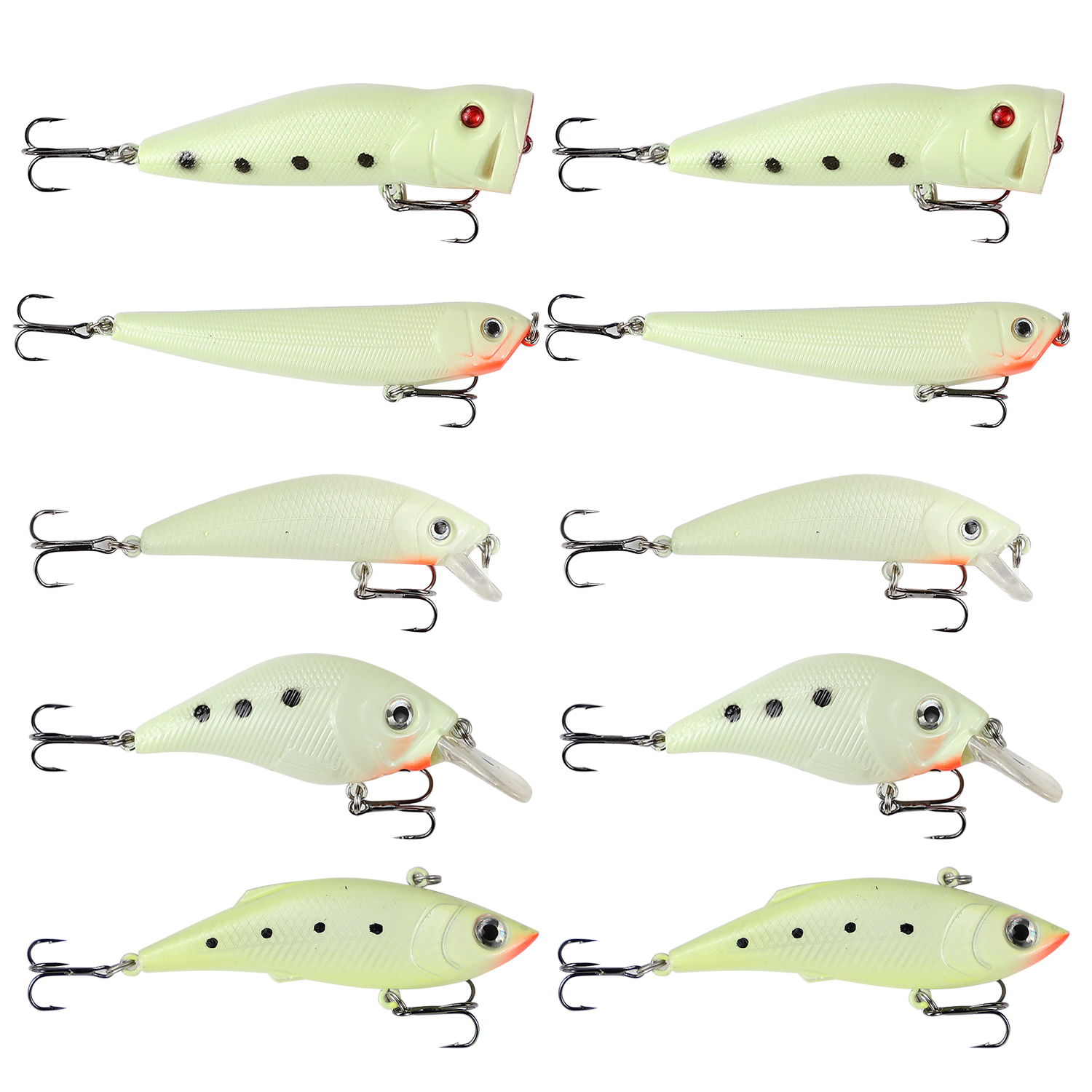 FREE FISHER 10PCS Glow Unpainted Fishing Lures Bait 10pcs/Lot Luminous