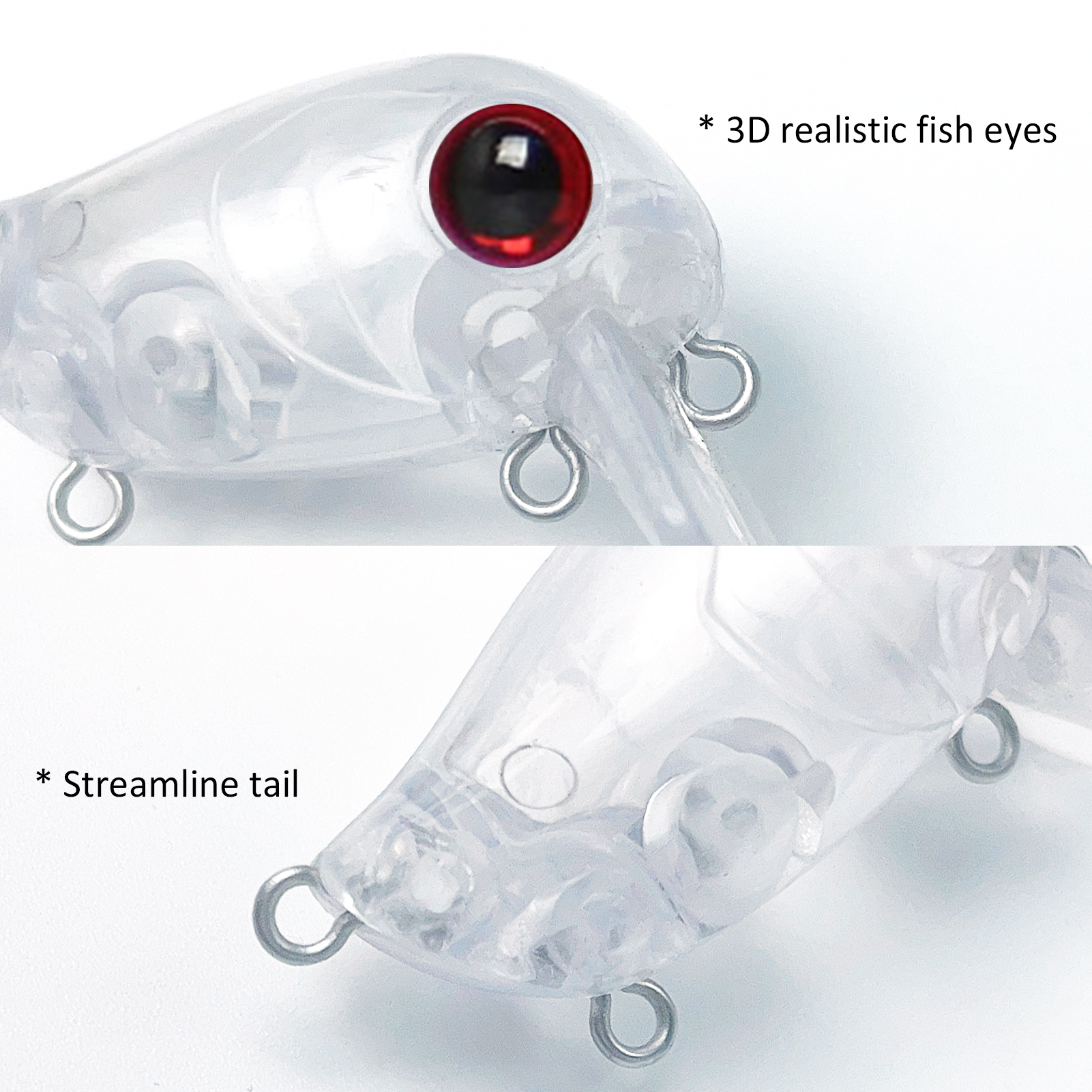 FREE FISHER 20pcs/Set Unpainted Baits Mini Fishing Crankbaits Set 3.7cm 3g DIY Transparent Bait Embryo Artificial Topwater Floating Lures