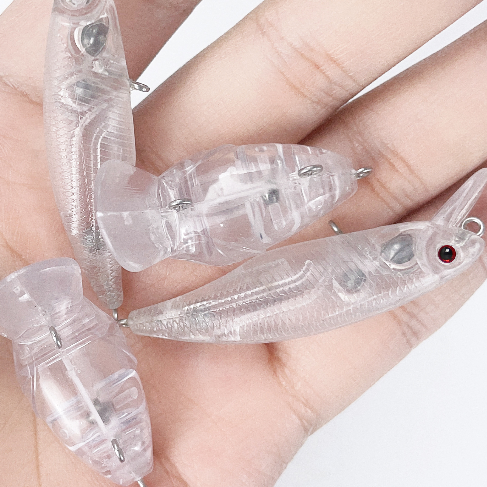 FREE FISHER 20pcs/Set Unpainted Baits Mini Fishing Crankbaits Set 3.7cm 3g DIY Transparent Bait Embryo Artificial Topwater Floating Lures