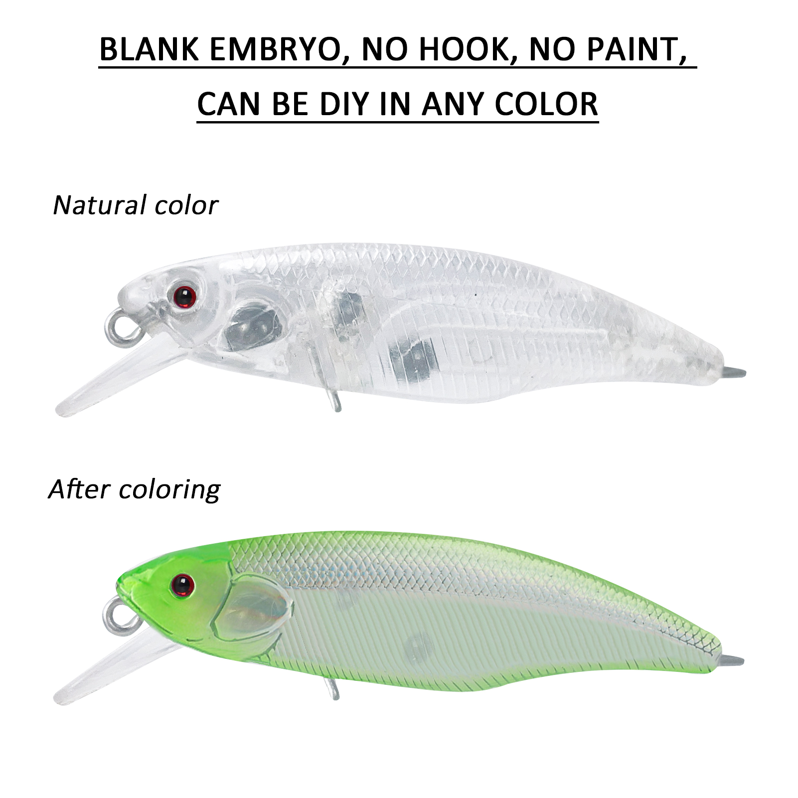 FREE FISHER Blank Mini Minnows Lures Set 6cm 3g 20pcs/Lot Unpainted Fishing Wobble Plastic Pencil Artificial Baits DIY Clear Bait Embryo