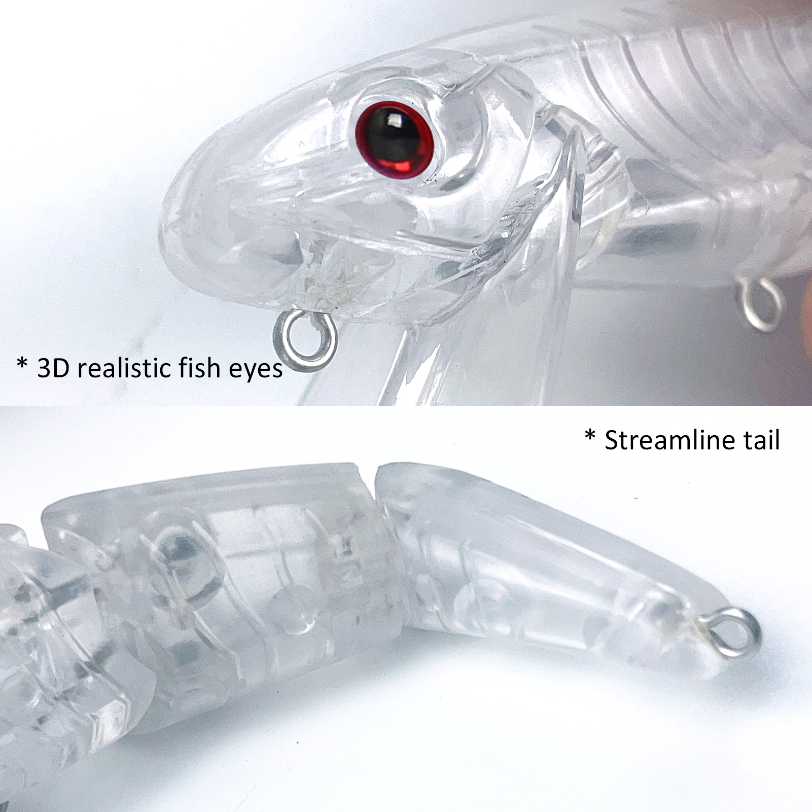 FREE FISHER 15pcs Unpainted Lures Set 3-Section Clear Blank Bait Embryo 11cm 16g DIY Topwater Swimbait Joint Baits