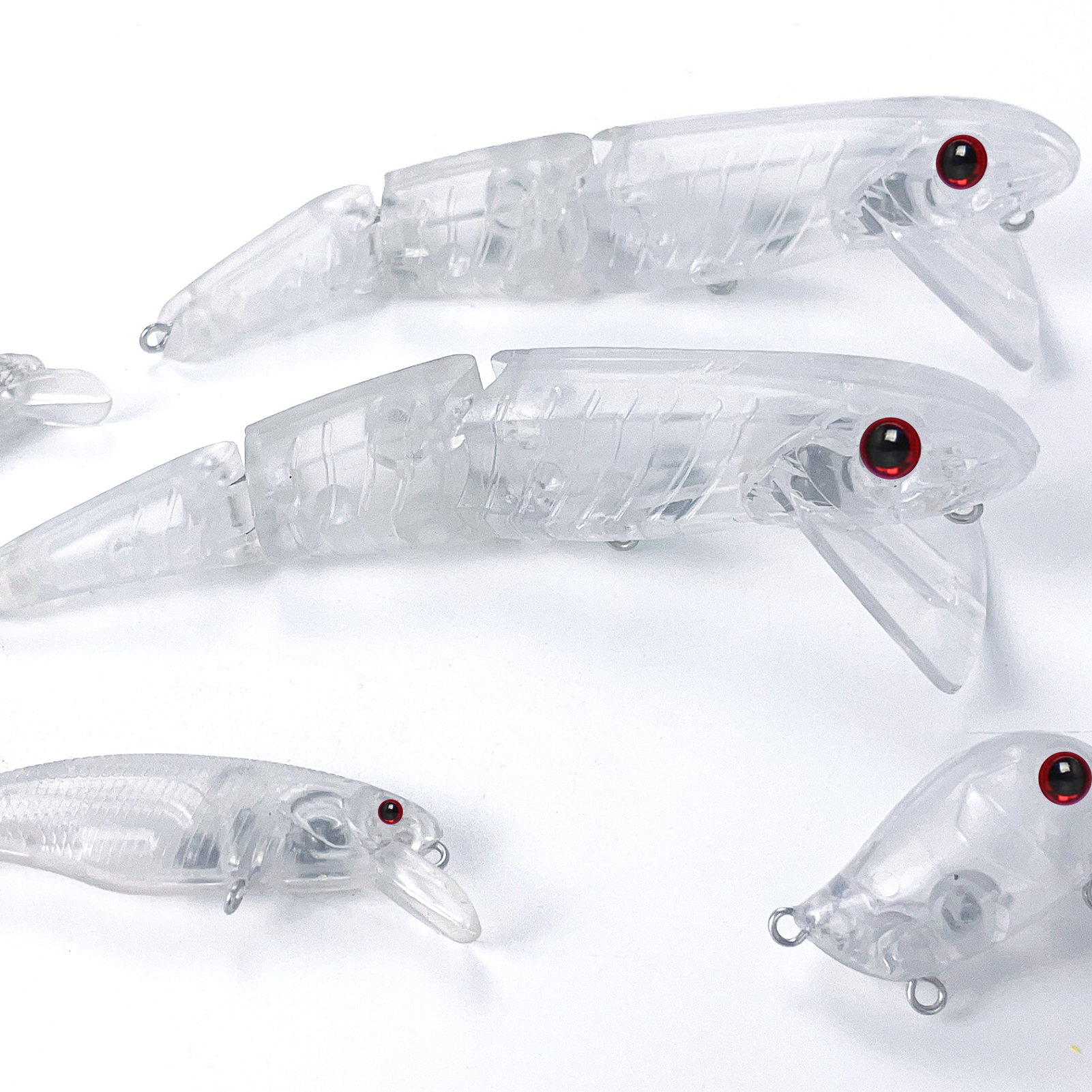 FREE FISHER 15pcs Unpainted Lures Set 3-Section Clear Blank Bait Embryo 11cm 16g DIY Topwater Swimbait Joint Baits