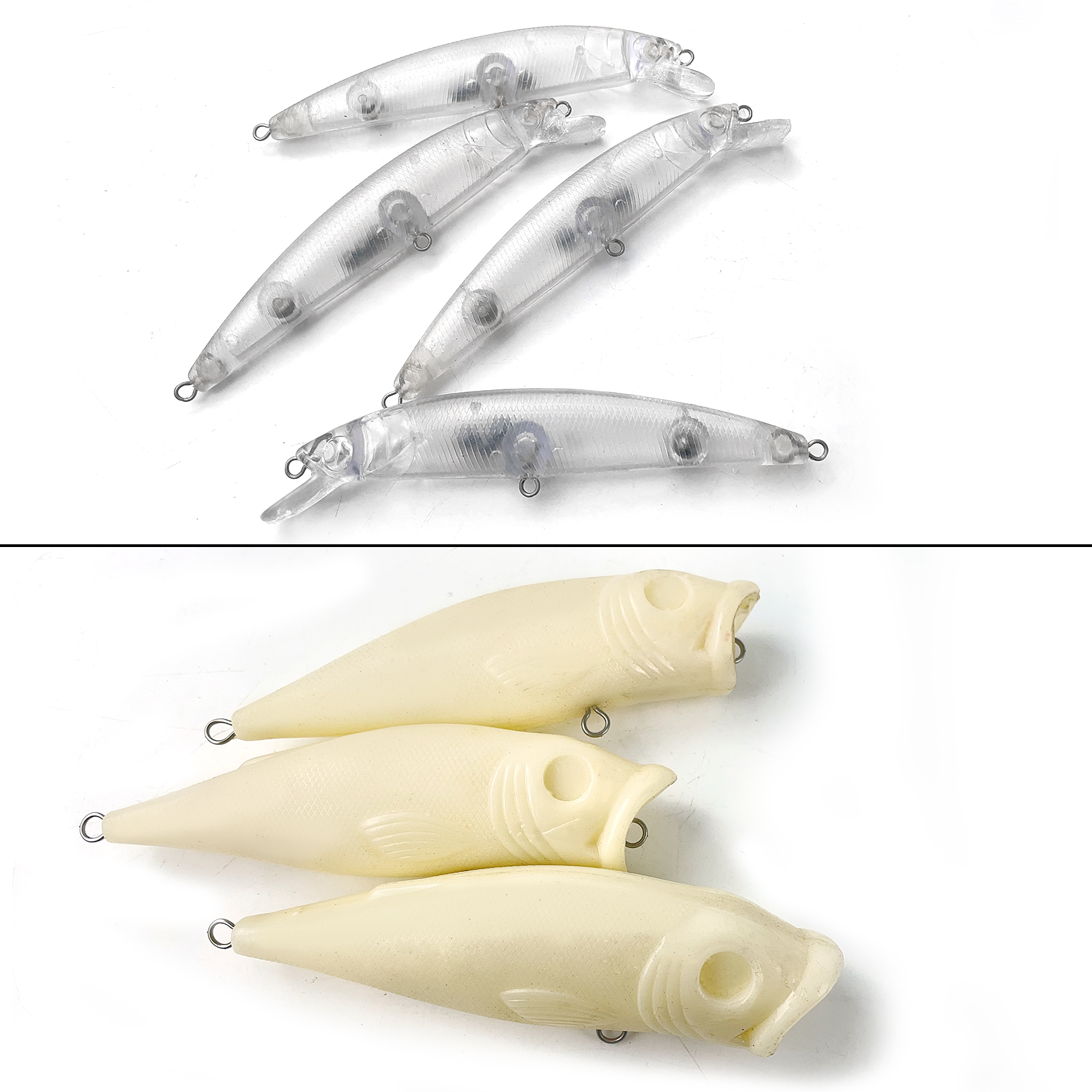 FREE FISHER Unpainted Lures Kit 33pcs/Lot Fishing Hard Baits Minnows VIB Crankbaits Poppers Allavailable DIY Blank Clear Artificial Baits