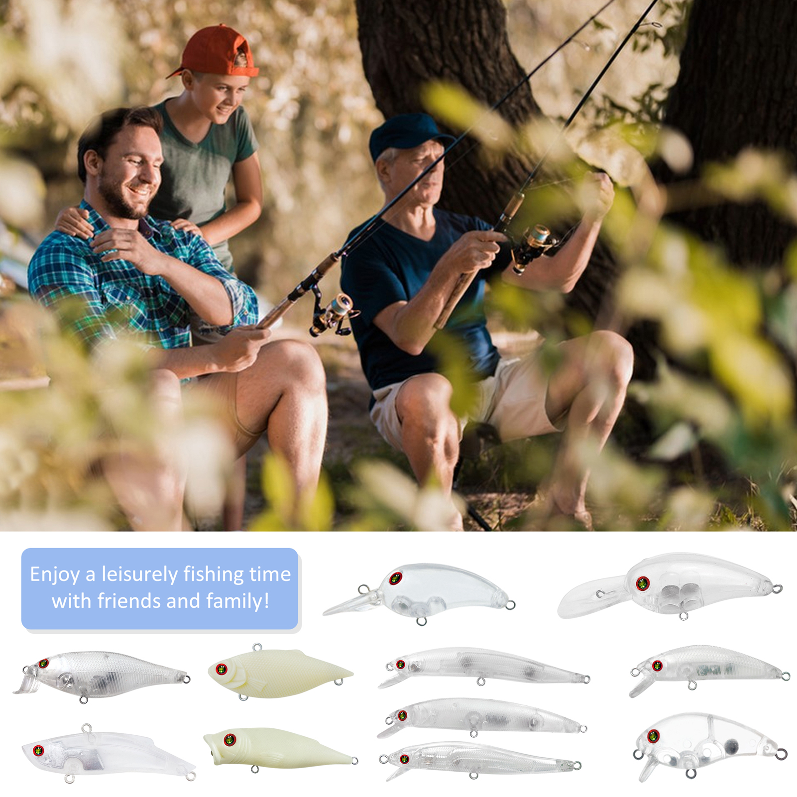 FREE FISHER Unpainted Lures Kit 33pcs/Lot Fishing Hard Baits Minnows VIB Crankbaits Poppers Allavailable DIY Blank Clear Artificial Baits