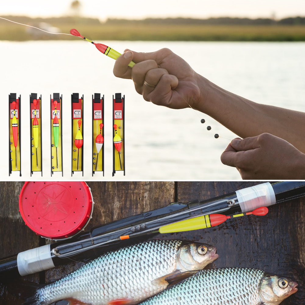 FREE FISHER Durable 6pcs Fishing Float Set 5# 7# 9# Vertical Buoy Wood Fishing Floats 12.5cm 10g Pesca Fishing Bobbers Tackle Accessories