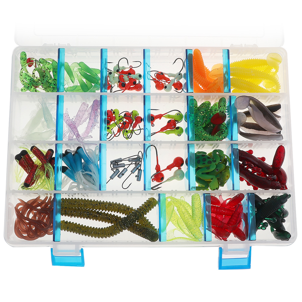 FREE FISHER 146pcs Fishing Lure Set Mixed Soft lures Worms Octopus Lures Fish Lure Kit with Box Lead Jig Hooks Artificial Baits