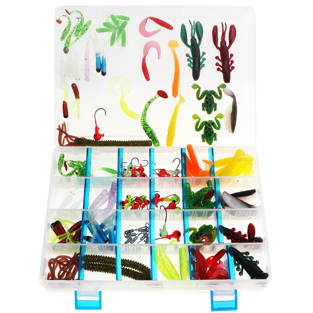 FREE FISHER 146pcs Fishing Lure Set Mixed Soft lures Worms Octopus Lures Fish Lure Kit with Box Lead Jig Hooks Artificial Baits
