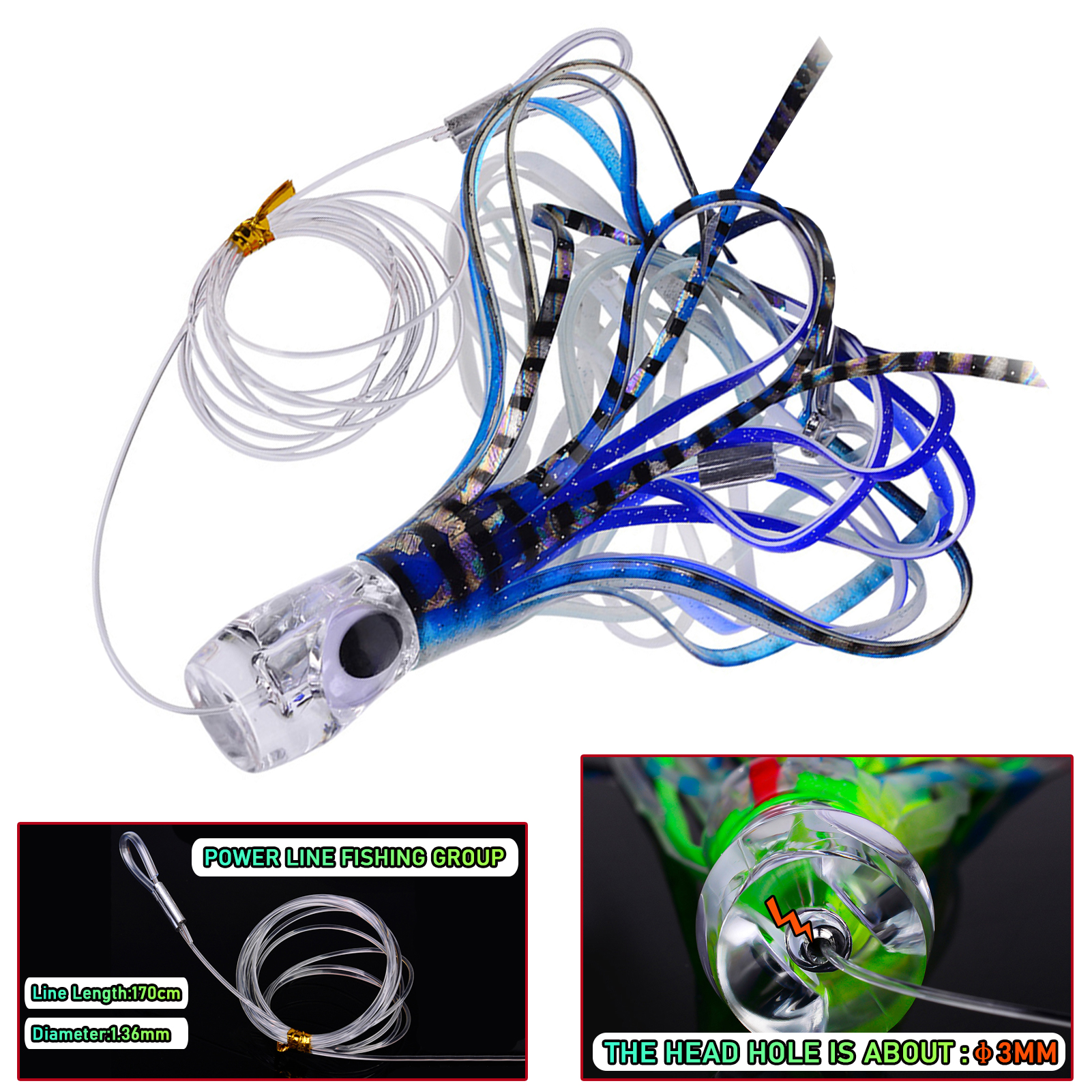 Big Game for Sea Fishing Squid Lures Soft Skirt 23cm 96g Octopus Trolling Artificial Baits for Tuna Marlin Crankbaits Saltwater