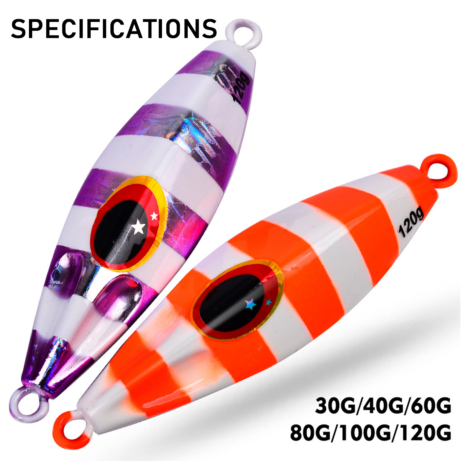 1pcs Sea Fishing Luminous Lures 30-120g Long Shot JIG Artificial Wobbler Metal Hard Bait with Lifelike 3D Eye Slow Sinking Saltwater