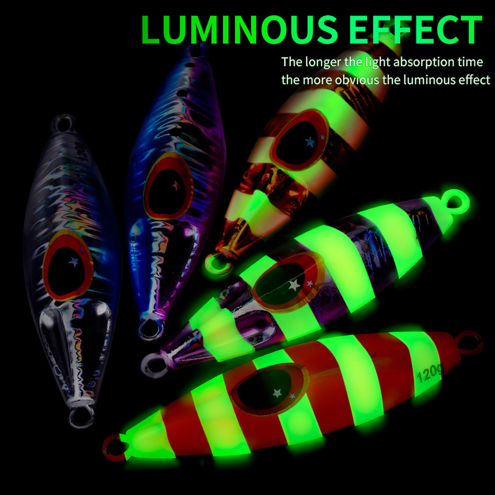 1pcs Sea Fishing Luminous Lures 30-120g Long Shot JIG Artificial Wobbler Metal Hard Bait with Lifelike 3D Eye Slow Sinking Saltwater