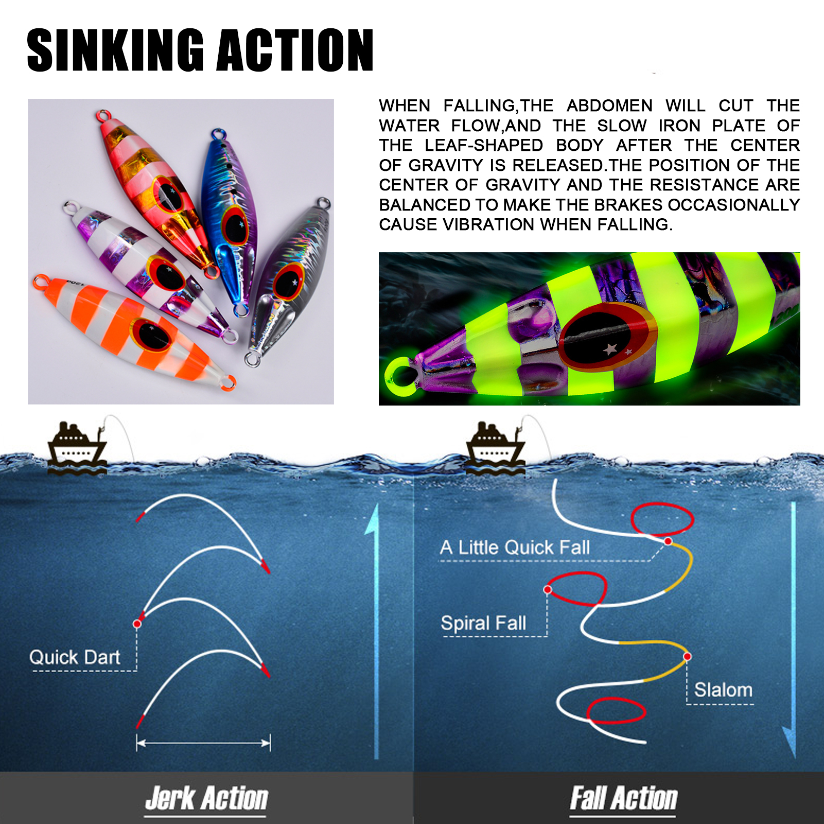 1pcs Sea Fishing Luminous Lures 30-120g Long Shot JIG Artificial Wobbler Metal Hard Bait with Lifelike 3D Eye Slow Sinking Saltwater