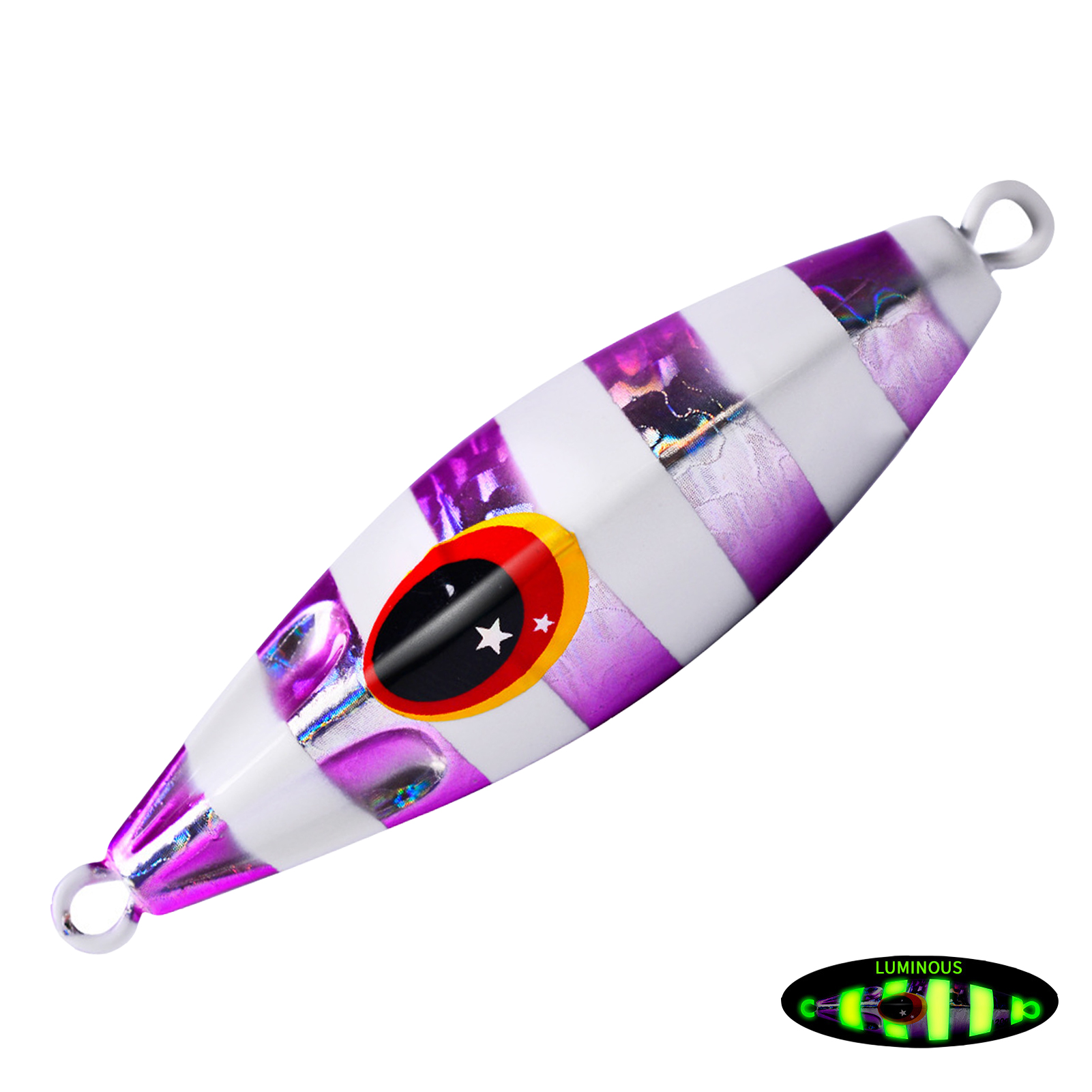 1pcs Sea Fishing Luminous Lures 30-120g Long Shot JIG Artificial Wobbler Metal Hard Bait with Lifelike 3D Eye Slow Sinking Saltwater