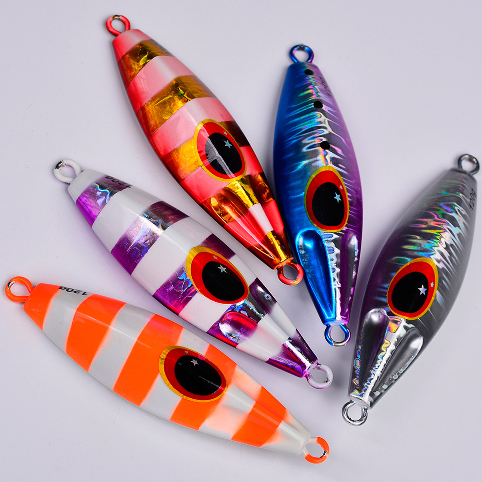 1pcs Sea Fishing Luminous Lures 30-120g Long Shot JIG Artificial Wobbler Metal Hard Bait with Lifelike 3D Eye Slow Sinking Saltwater