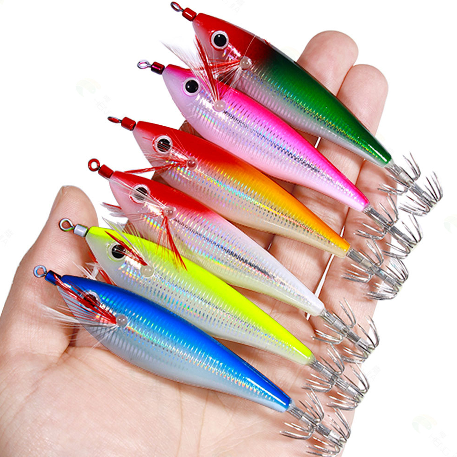 Fishing Cuttlefish Bait Squid Hooks 10cm 10g Round Belly Octopus Lures Sea Fishing Jigs 6pcs/Lot Shrimp Wobbler Prawn Pesca