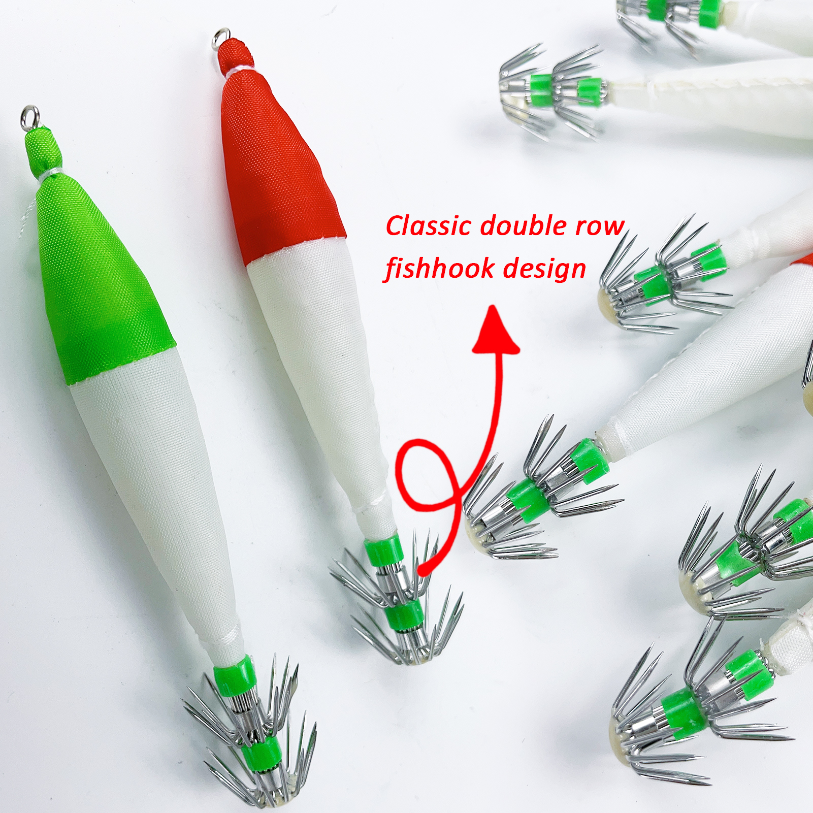 FREE FISHER 11pcs Sea Fishing Squids Set Luminous Shrimp Mixed Jigs Octopus Lures Cuttlefish Artificial Sharp Squid Hooks Pesca