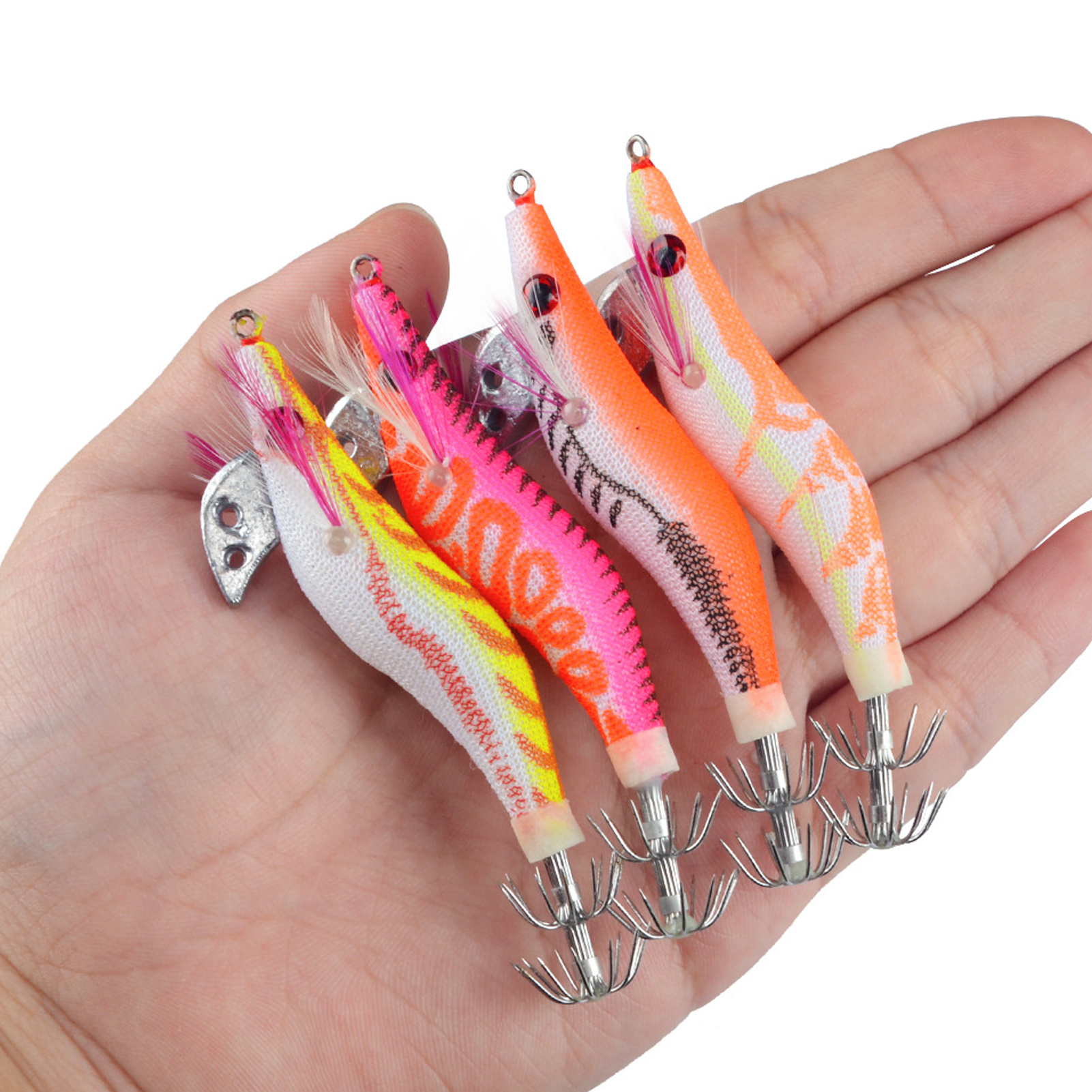 FREE FISHER 11pcs Sea Fishing Squids Set Luminous Shrimp Mixed Jigs Octopus Lures Cuttlefish Artificial Sharp Squid Hooks Pesca