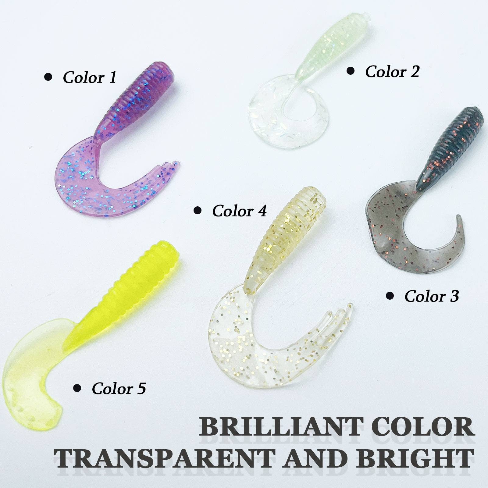 FREE FISHER 50pcs Soft Grub Worm Lures 4.5cm Rubber Fishing Maggot Baits Plastic Fishing Tackle Box Artificial Bass Wobblers with T-tail