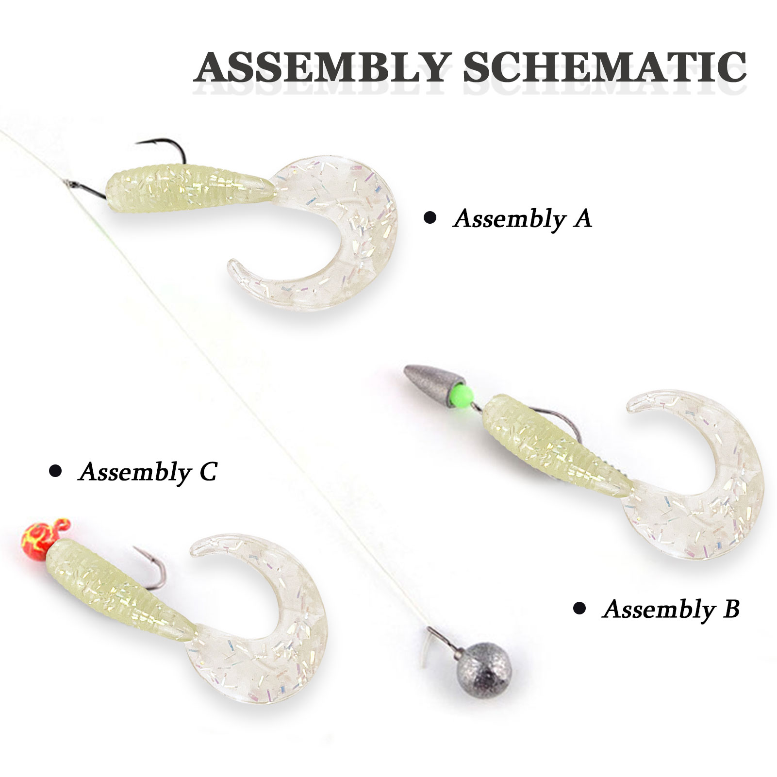 FREE FISHER 50pcs Soft Grub Worm Lures 4.5cm Rubber Fishing Maggot Baits Plastic Fishing Tackle Box Artificial Bass Wobblers with T-tail