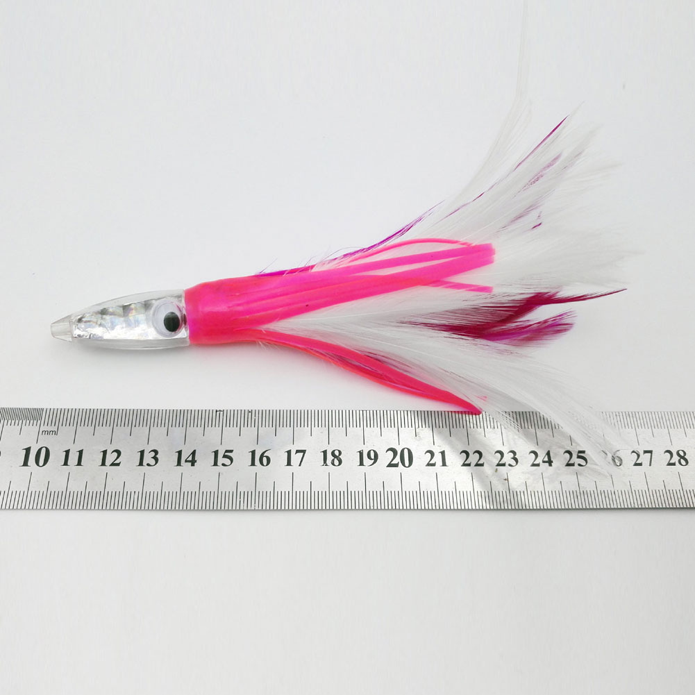 FREE FISHER 5pcs/Lot Sea Fishing Octopus Lure 14cm 32g Squid Jigs Big Game Bait Drag Fishing Bait Trolling Lures with Feather Skirt for Tuna
