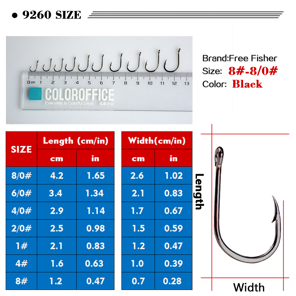 FREE FISHER 100pcs Sea Fishing Hooks Kit Faultless O'shaughnessy Black