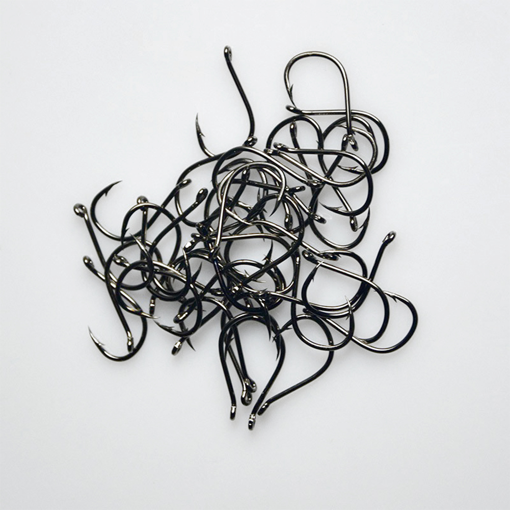 FREE FISHER 100pcs Sea Fishing Hooks Kit Faultless O'shaughnessy Black