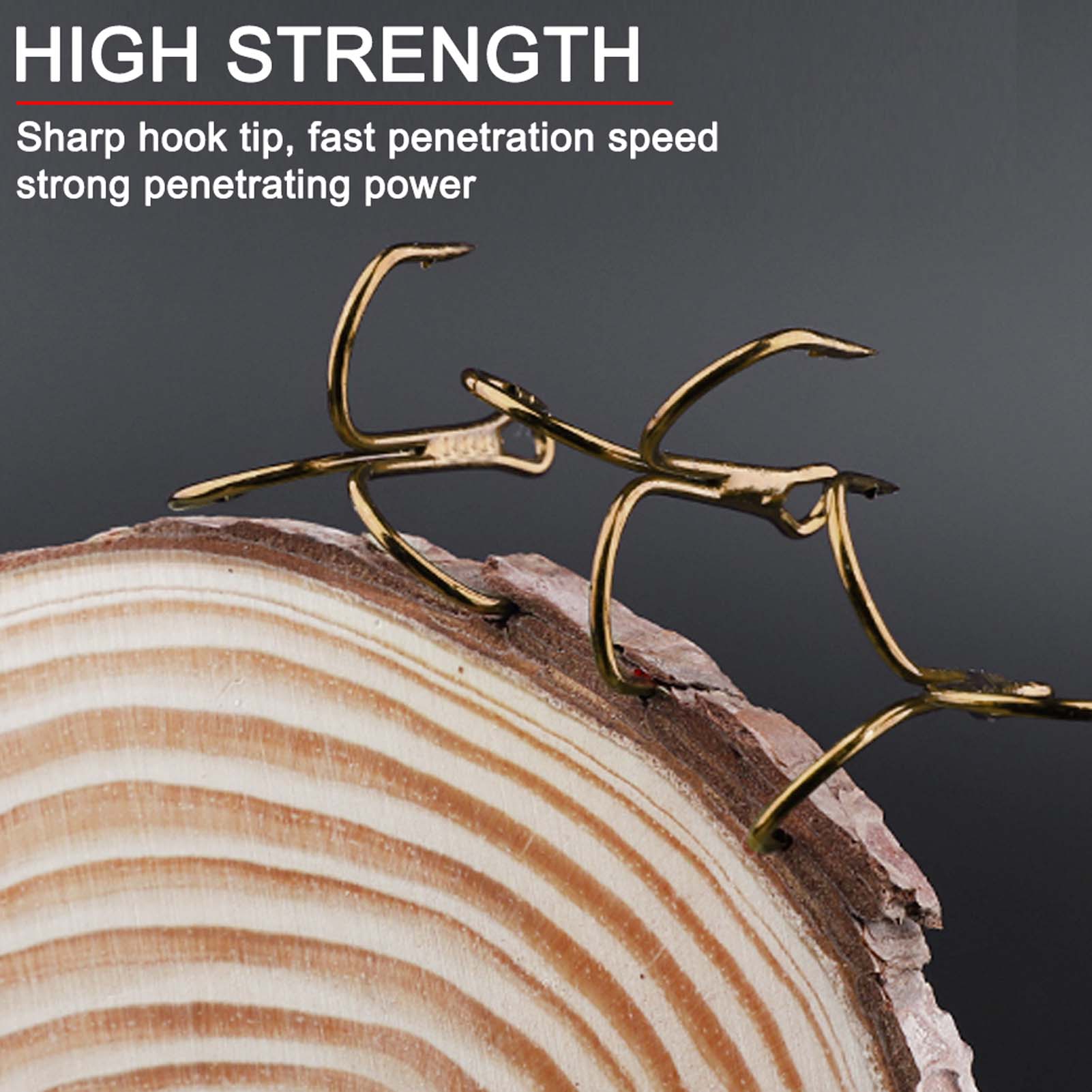 100pcs/Lot Fishing Treble Hooks High Carbon Steel Round Bent Sharp Treble Fishing Bass Fishing Hooks 2# 4# 6# 8# 10# Fishhooks