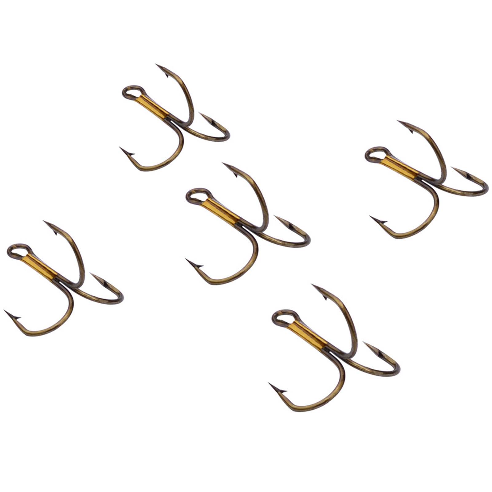 100pcs/Lot Fishing Treble Hooks High Carbon Steel Round Bent Sharp Treble Fishing Bass Fishing Hooks 2# 4# 6# 8# 10# Fishhooks