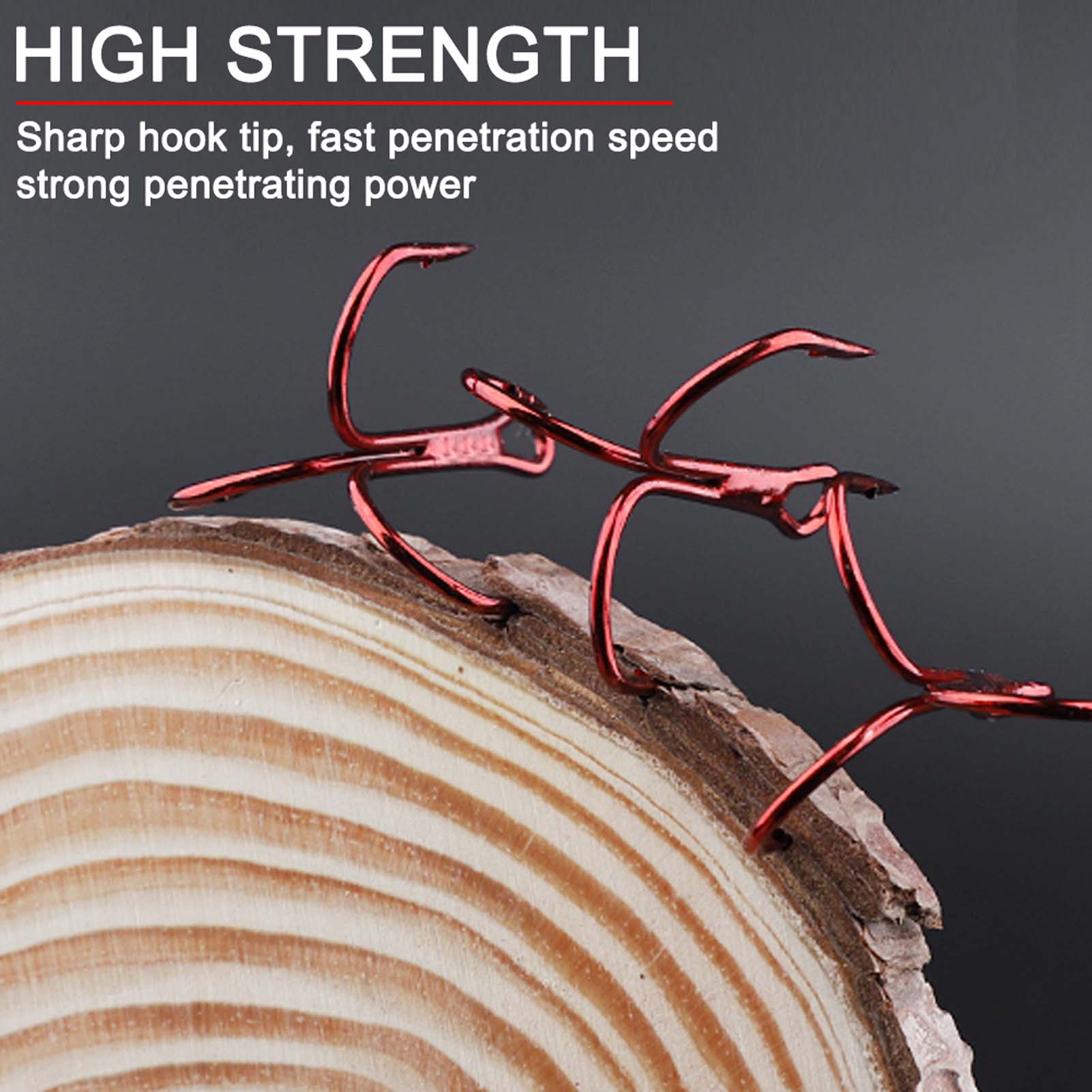 100pcs/Lot Fishing Treble Hooks High Carbon Steel Round Bent Sharp Treble Fishing Bass Fishing Hooks 2# 4# 6# 8# 10# Fishhooks