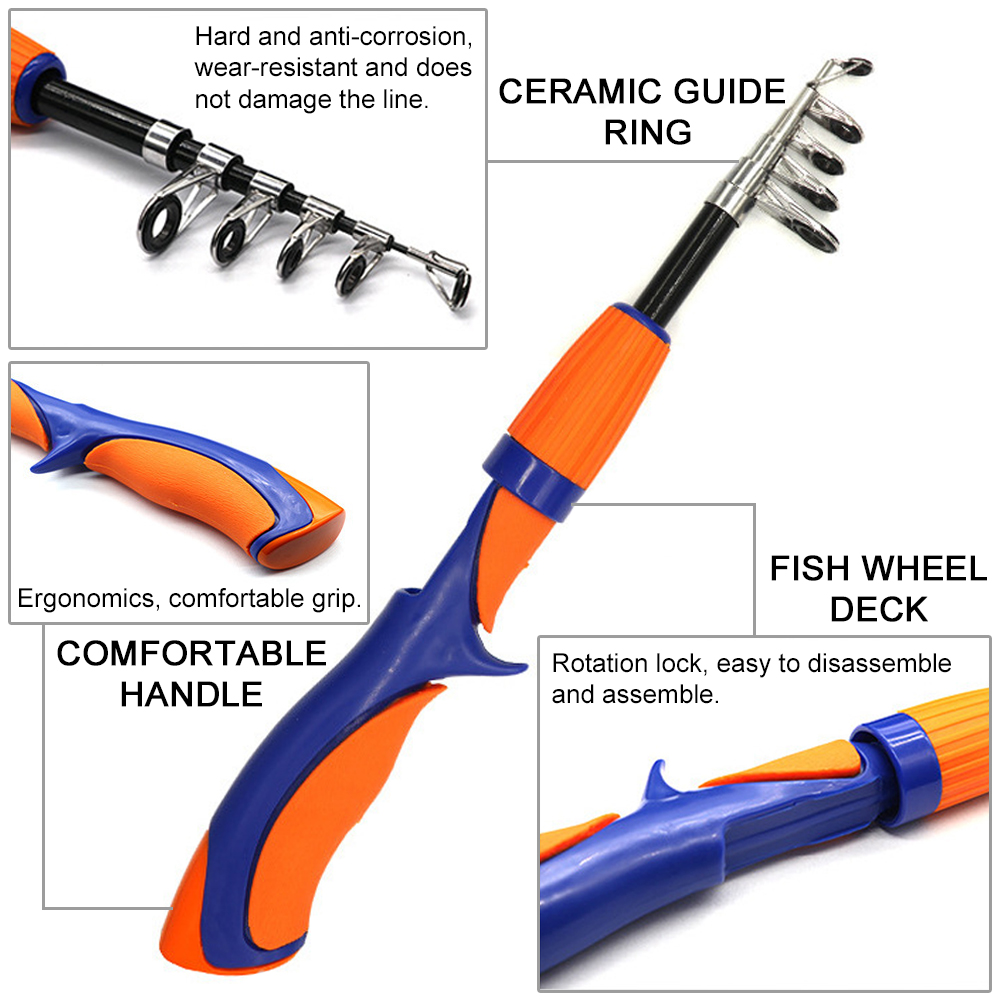 FREE FISHER 51pcs Portable Telescopic Fishing Rod Set with Fishing Case Baitcast Reel Fishing Beginners Rod Combo Soft Lures Swivels Worms Kit