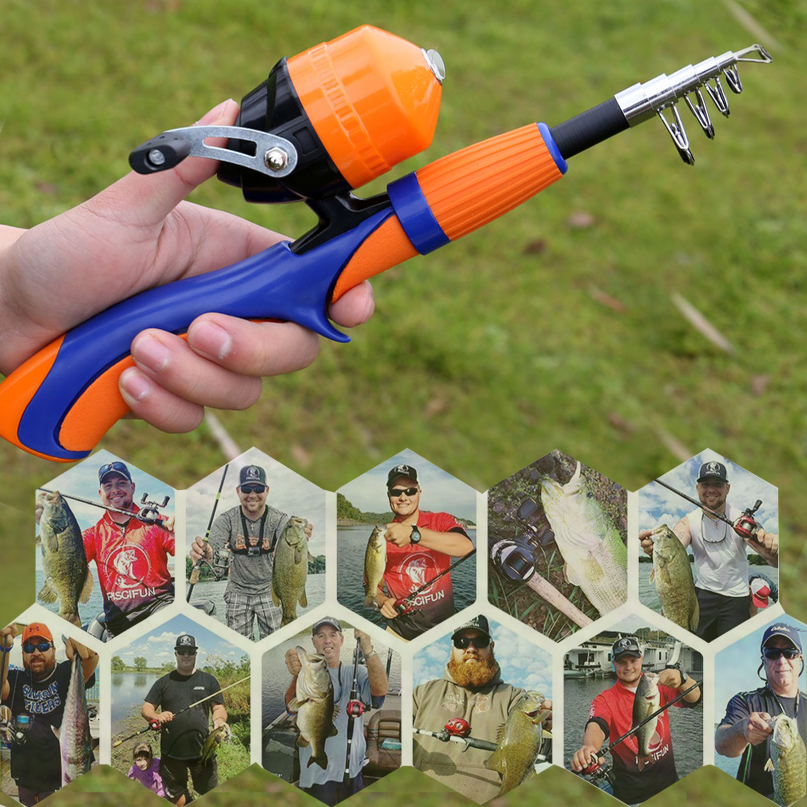 FREE FISHER 51pcs Portable Telescopic Fishing Rod Set with Fishing Case Baitcast Reel Fishing Beginners Rod Combo Soft Lures Swivels Worms Kit