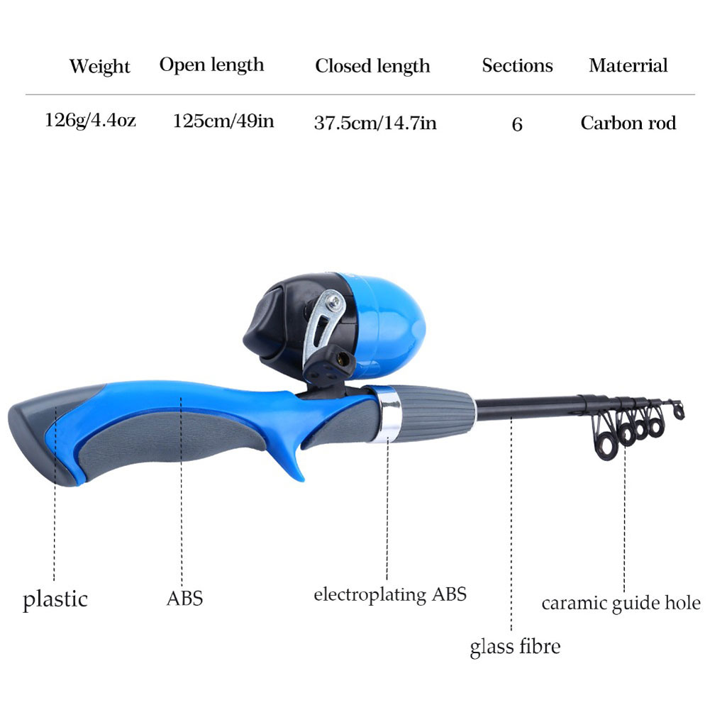 FREE FISHER 51pcs Portable Telescopic Fishing Rod Set with Fishing Case Baitcast Reel Fishing Beginners Rod Combo Soft Lures Swivels Worms Kit