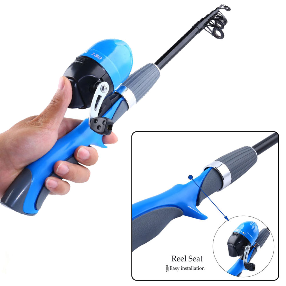 FREE FISHER 51pcs Portable Telescopic Fishing Rod Set with Fishing Case Baitcast Reel Fishing Beginners Rod Combo Soft Lures Swivels Worms Kit